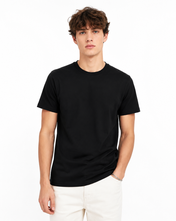 Black 100% Super Combed Cotton Casual T-Shirt For Unisex