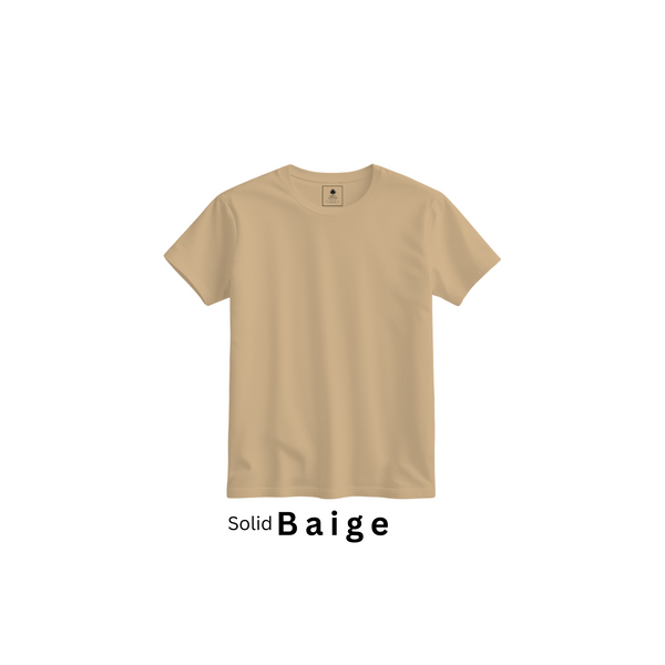 Baige 100% Super Combed Cotton Casual T-Shirt For Unisex