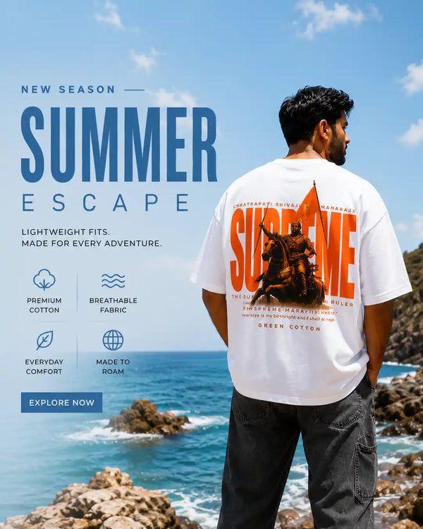 Black Oversize Chatrapati Shivaji Maharaj T-Shirt