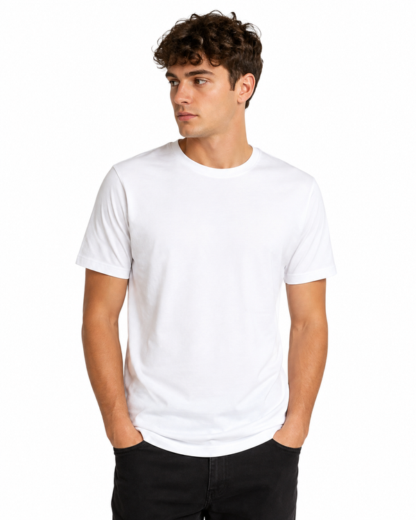 White 100% Super Combed Cotton Casual T-Shirt For Unisex