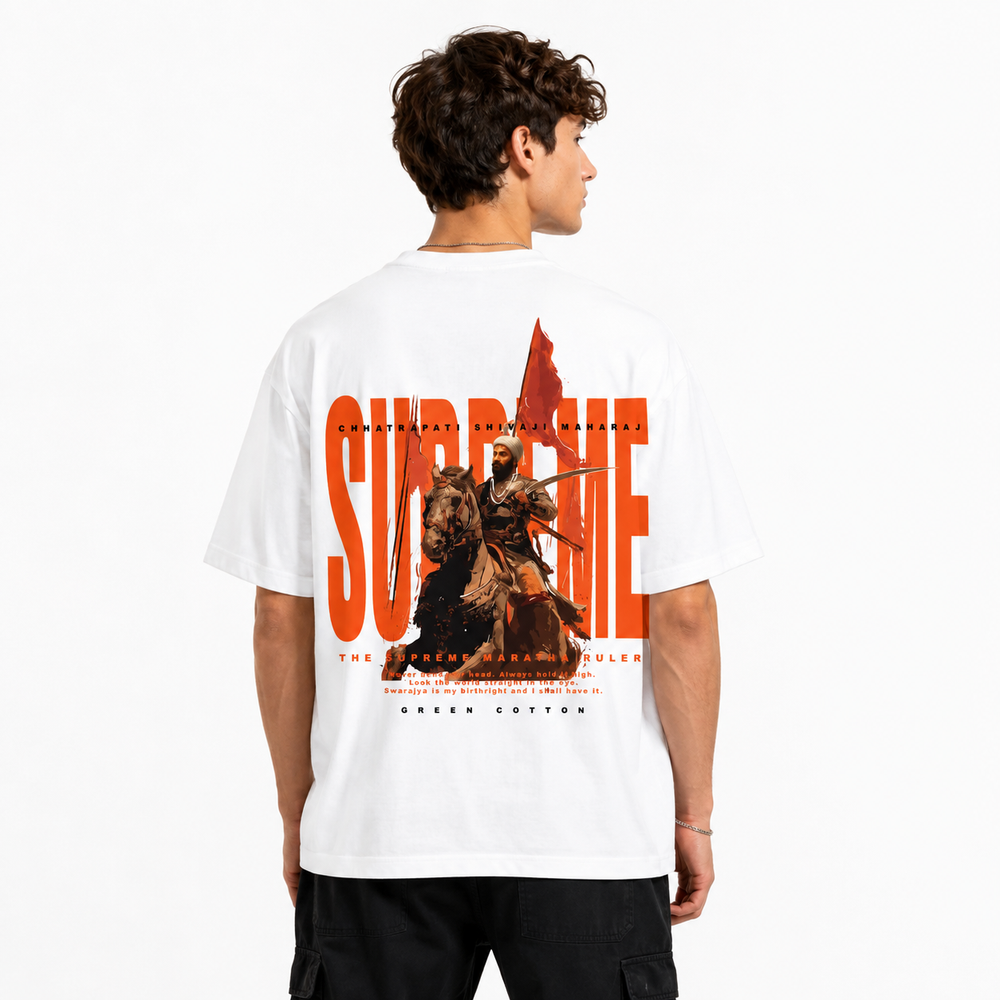 White Oversize Chatrapati Shivaji Maharaj T-Shirt