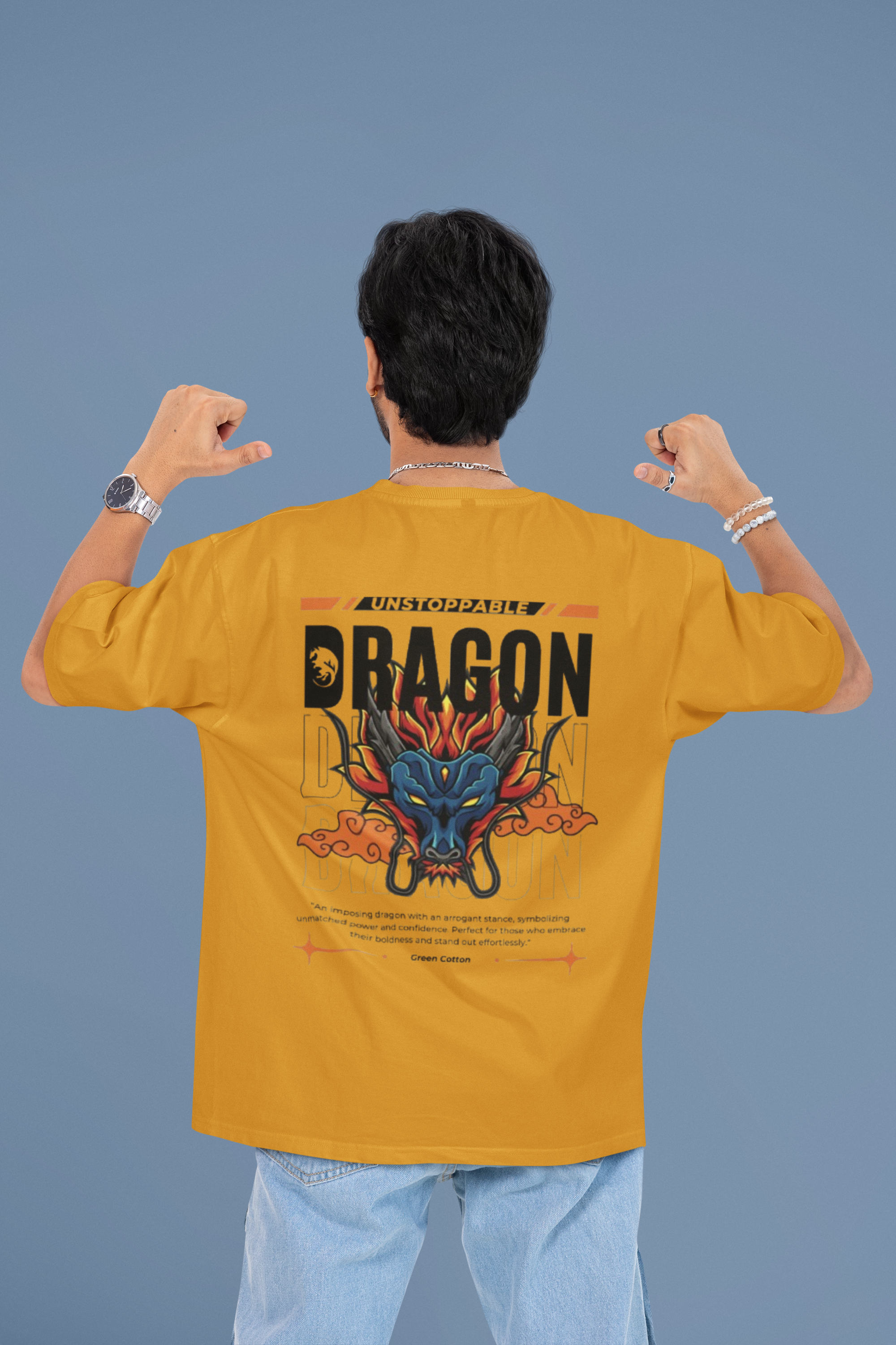 Dragon Spirit Oversized T-Shirt - Green Cotton