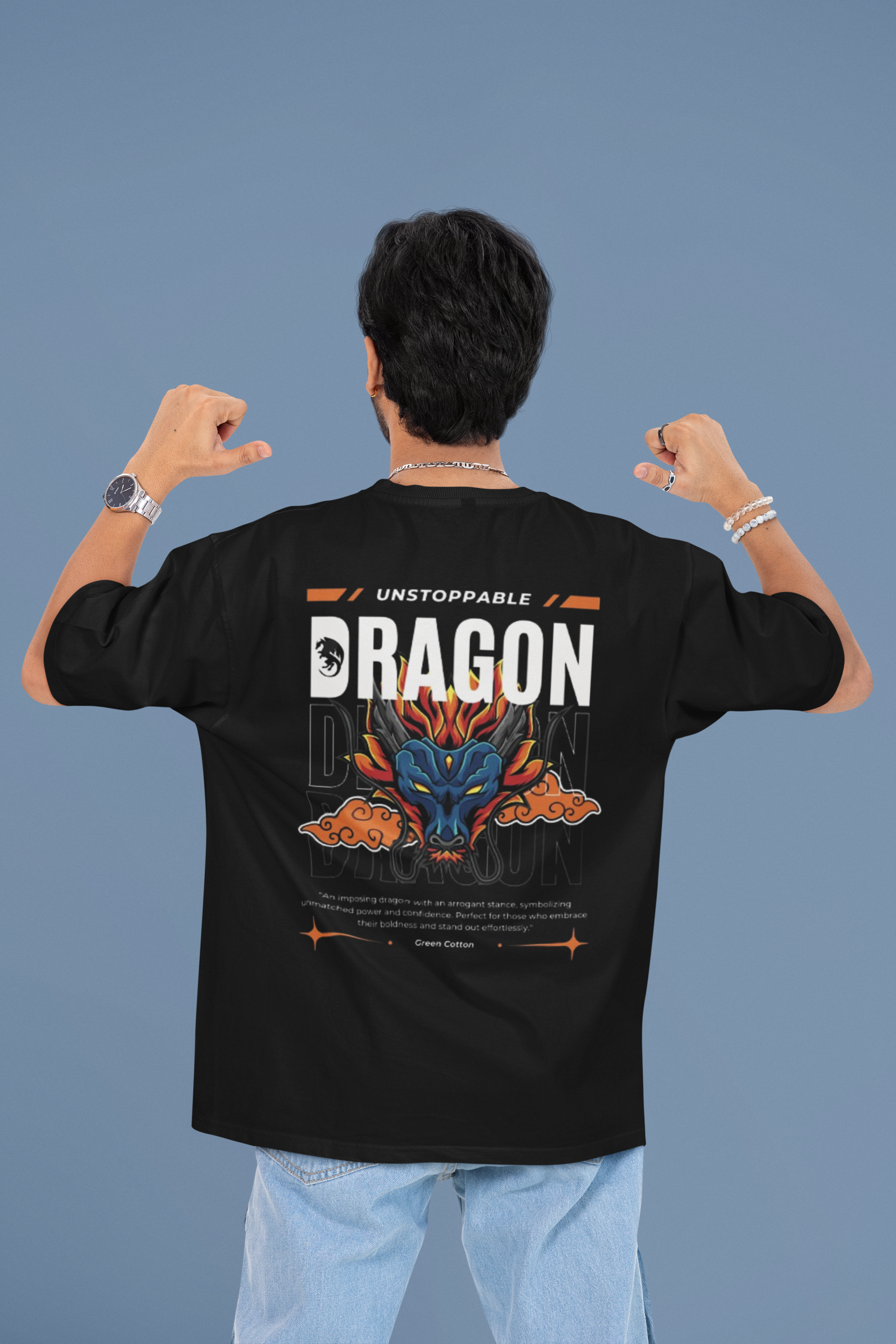 Dragon Spirit Oversized T-Shirt - Green Cotton