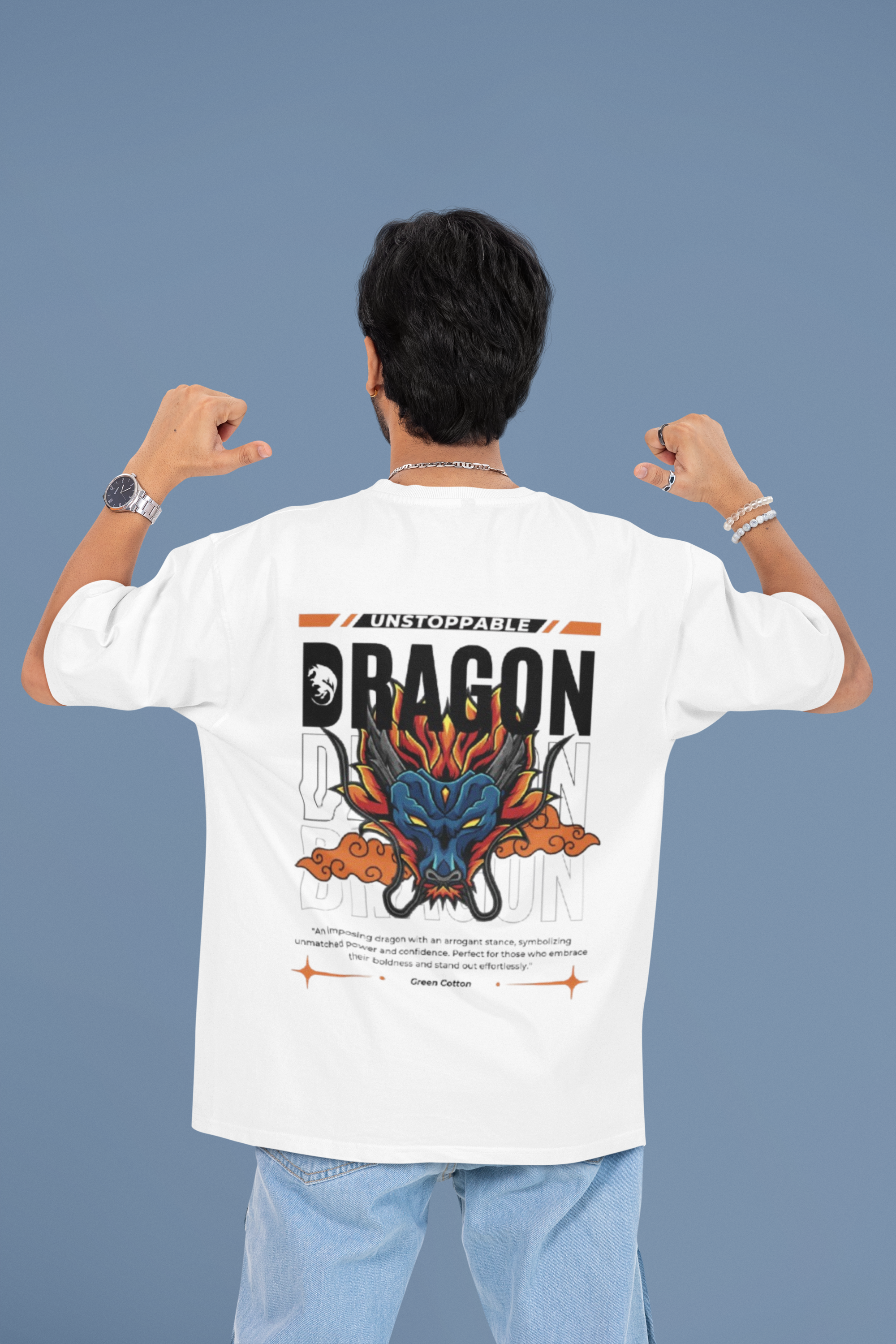 Dragon Spirit Oversized T-Shirt - Green Cotton