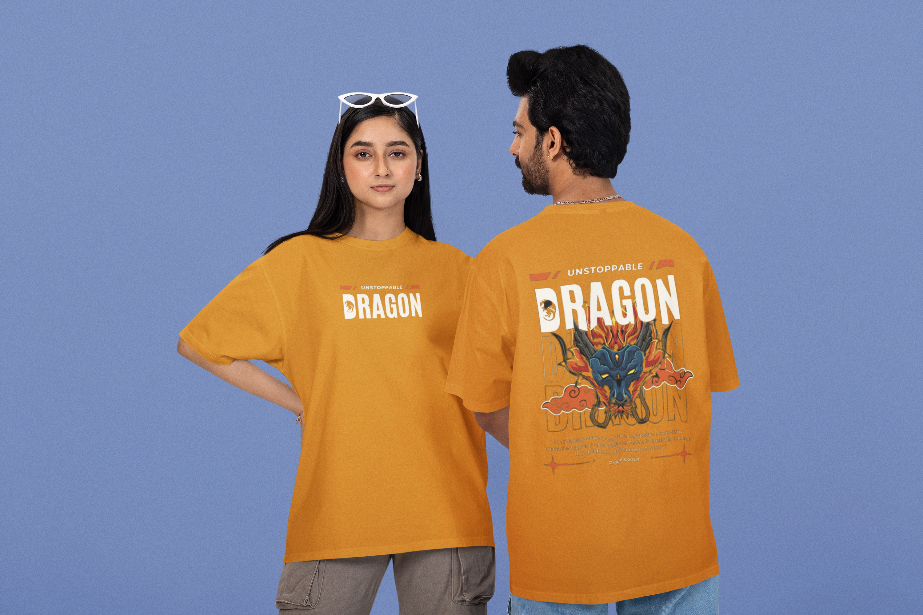 Dragon Spirit Oversized T-Shirt - Green Cotton