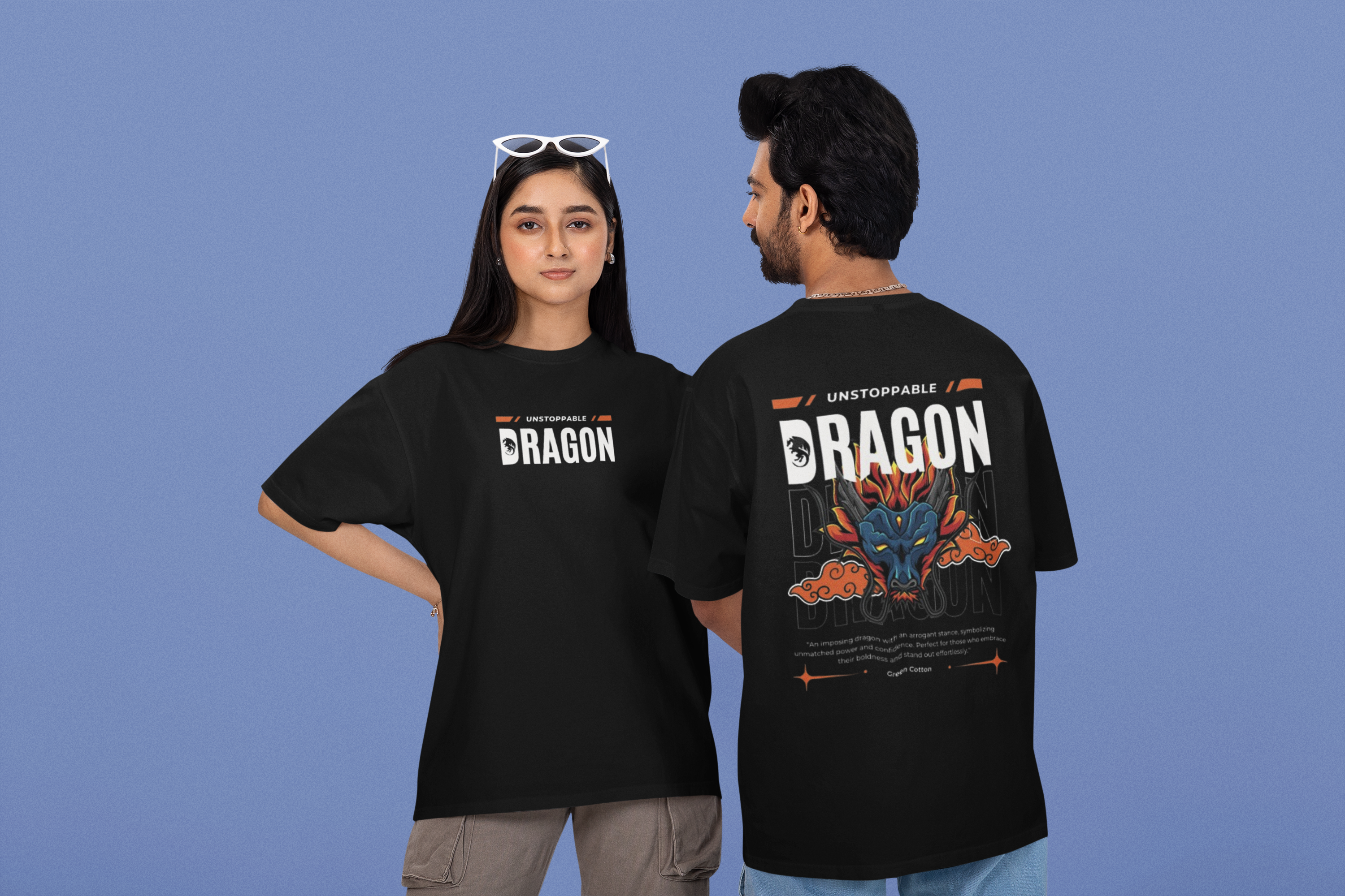 Dragon Spirit Oversized T-Shirt - Green Cotton