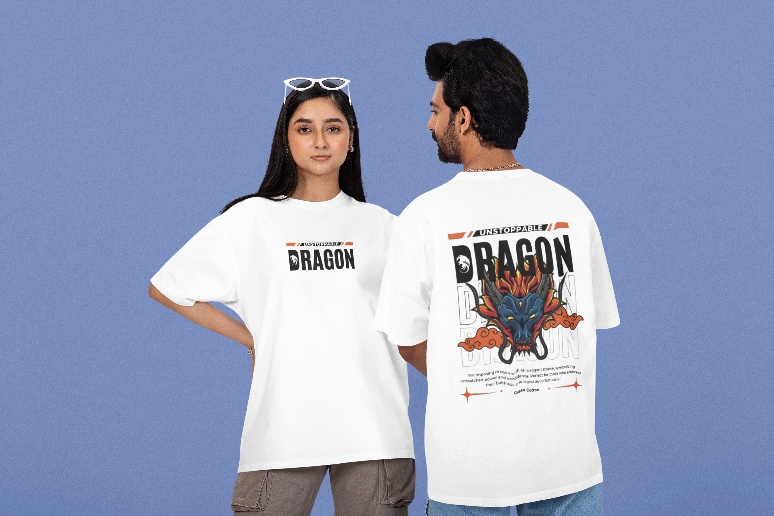 Dragon Spirit Oversized T-Shirt - Green Cotton