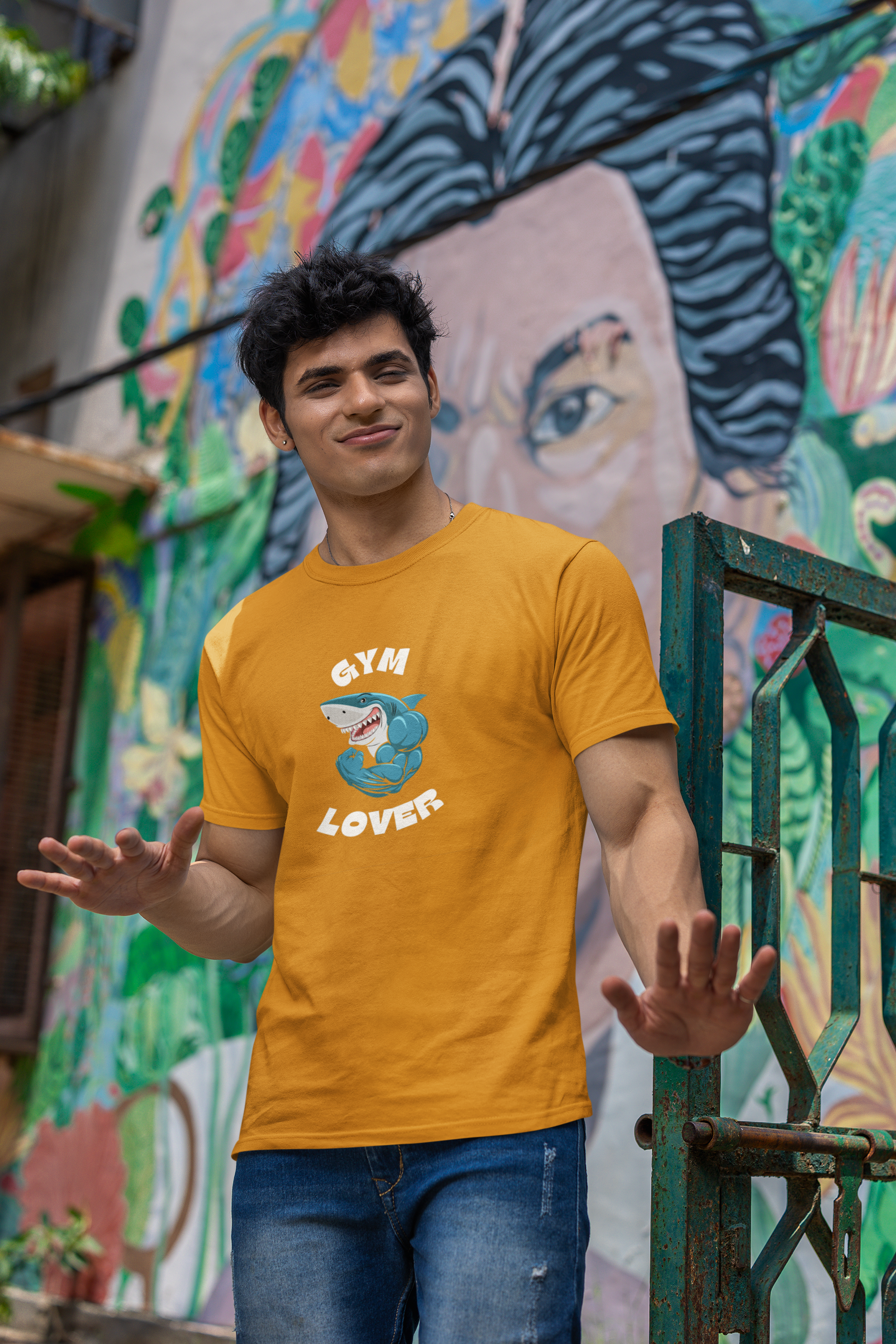 Gym Lover Performance Regular Fit T-Shirt - Green Cotton