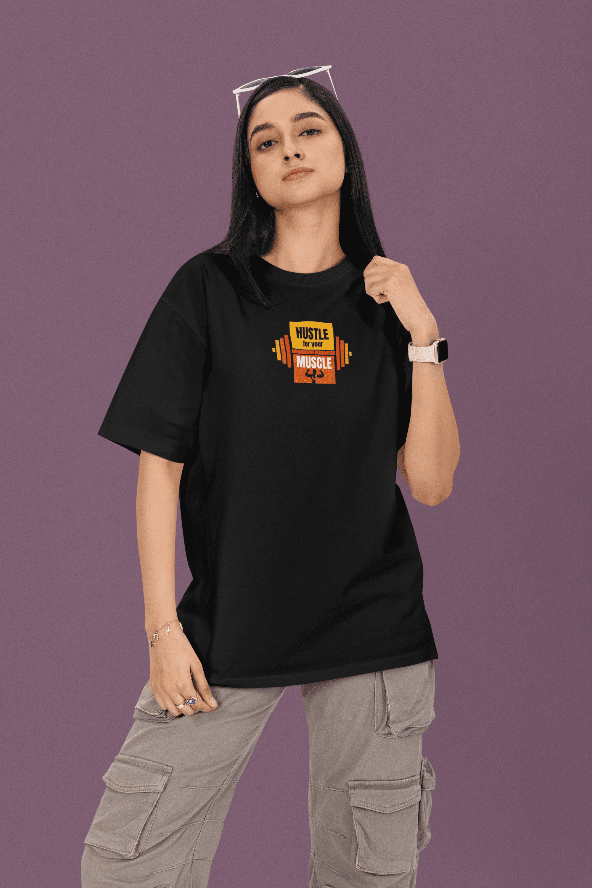 Hustle Culture Oversized T-Shirt - Green Cotton