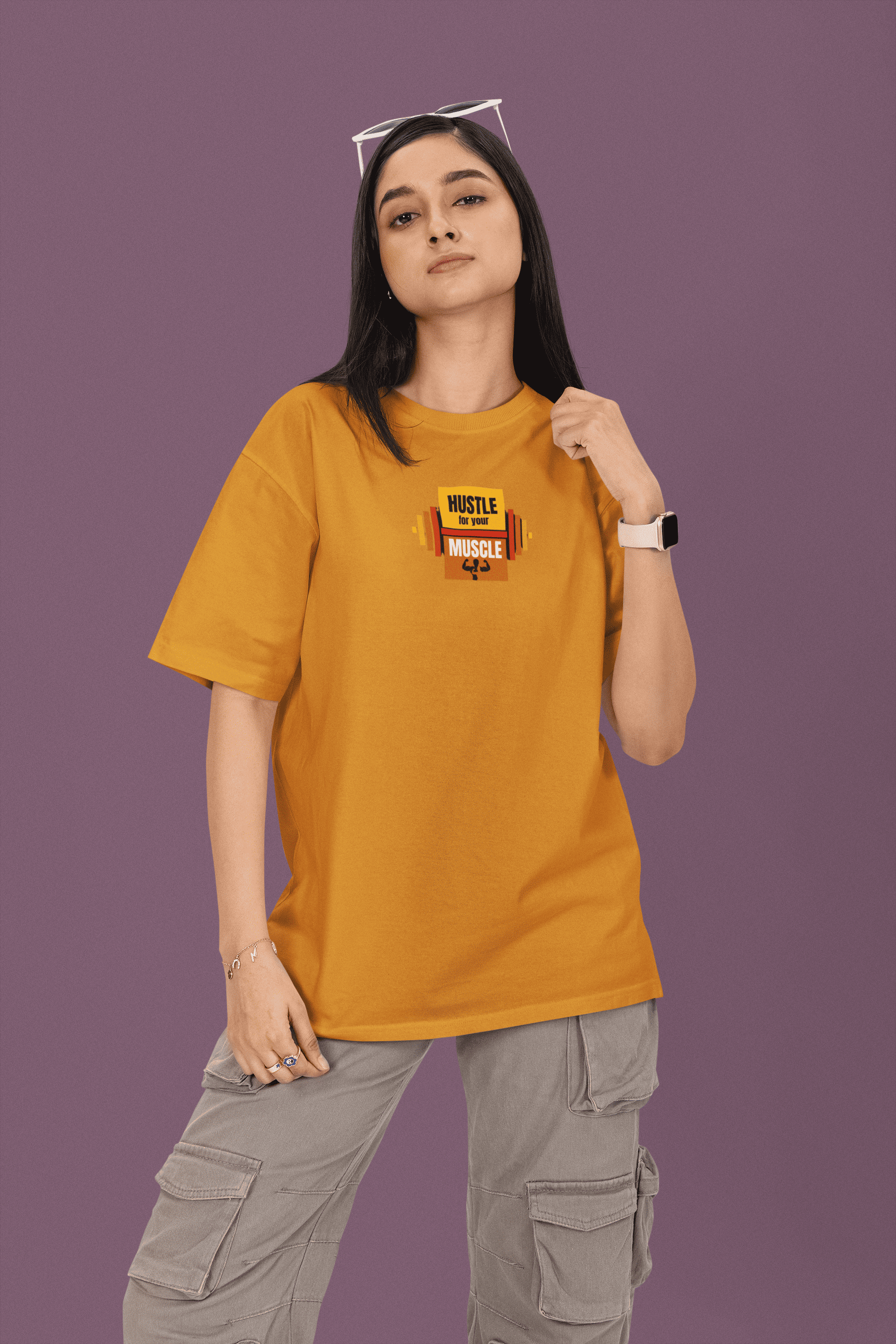 Hustle Culture Oversized T-Shirt - Green Cotton