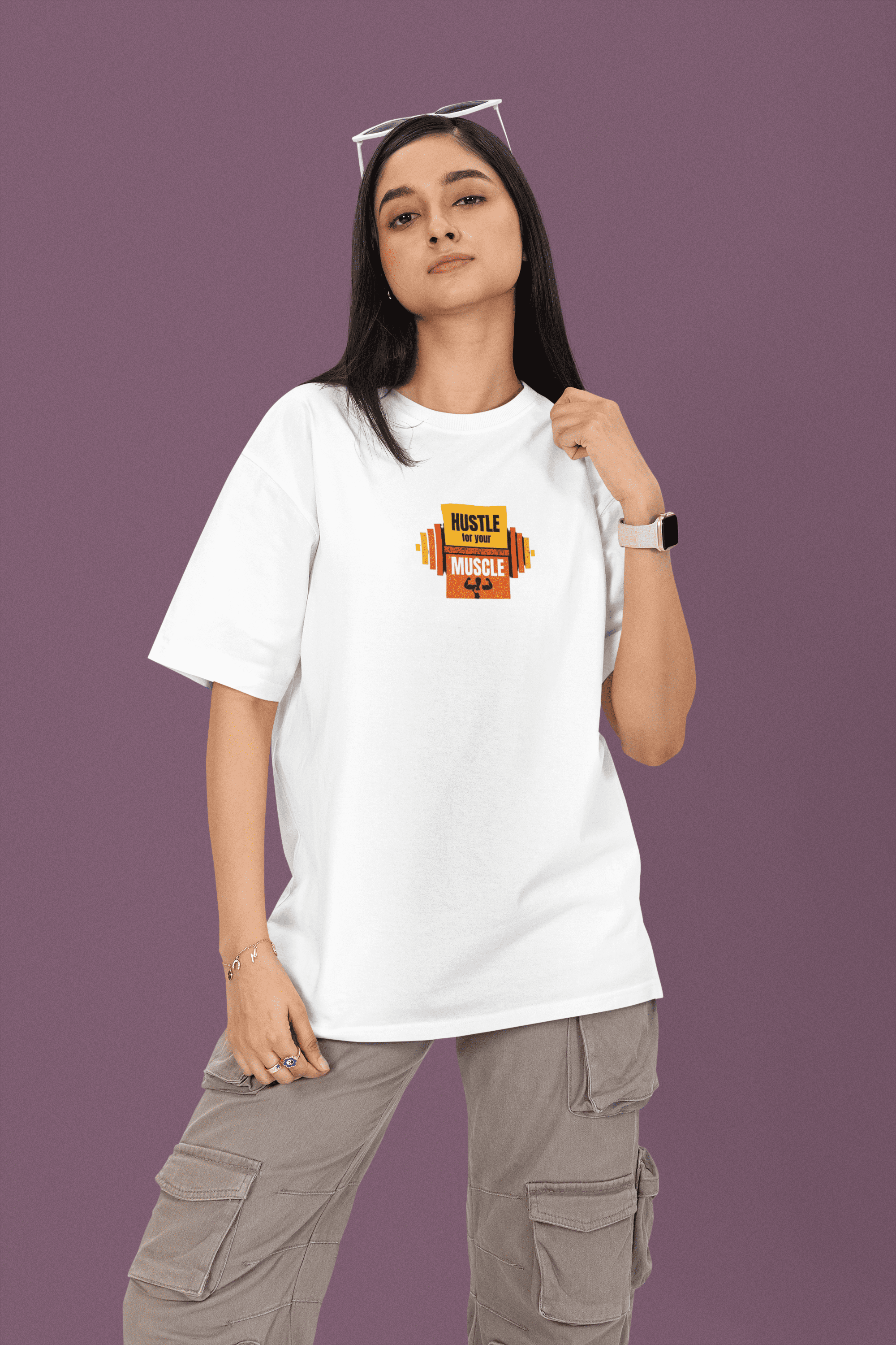 Hustle Culture Oversized T-Shirt - Green Cotton