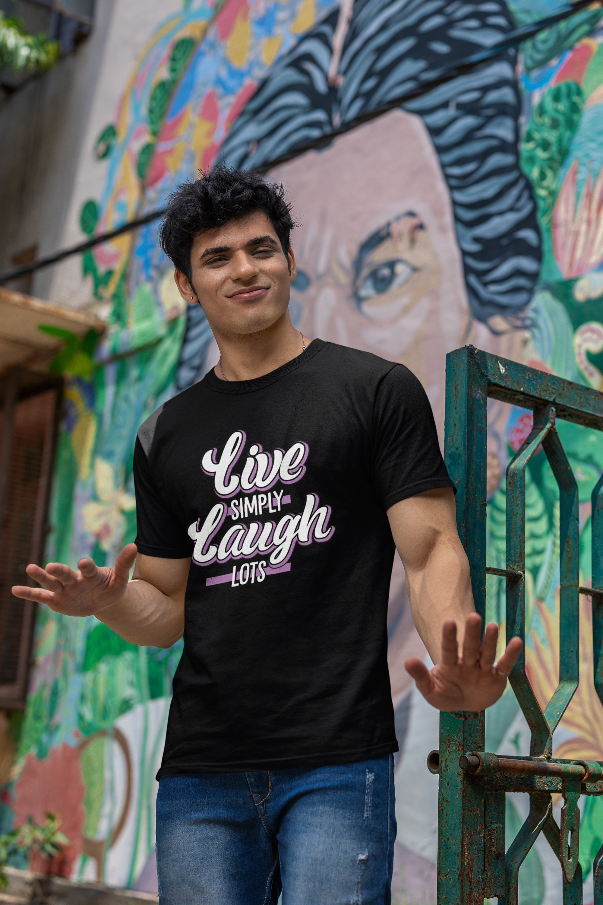 Live Simply Collection Regular Fit T-Shirt - Green Cotton