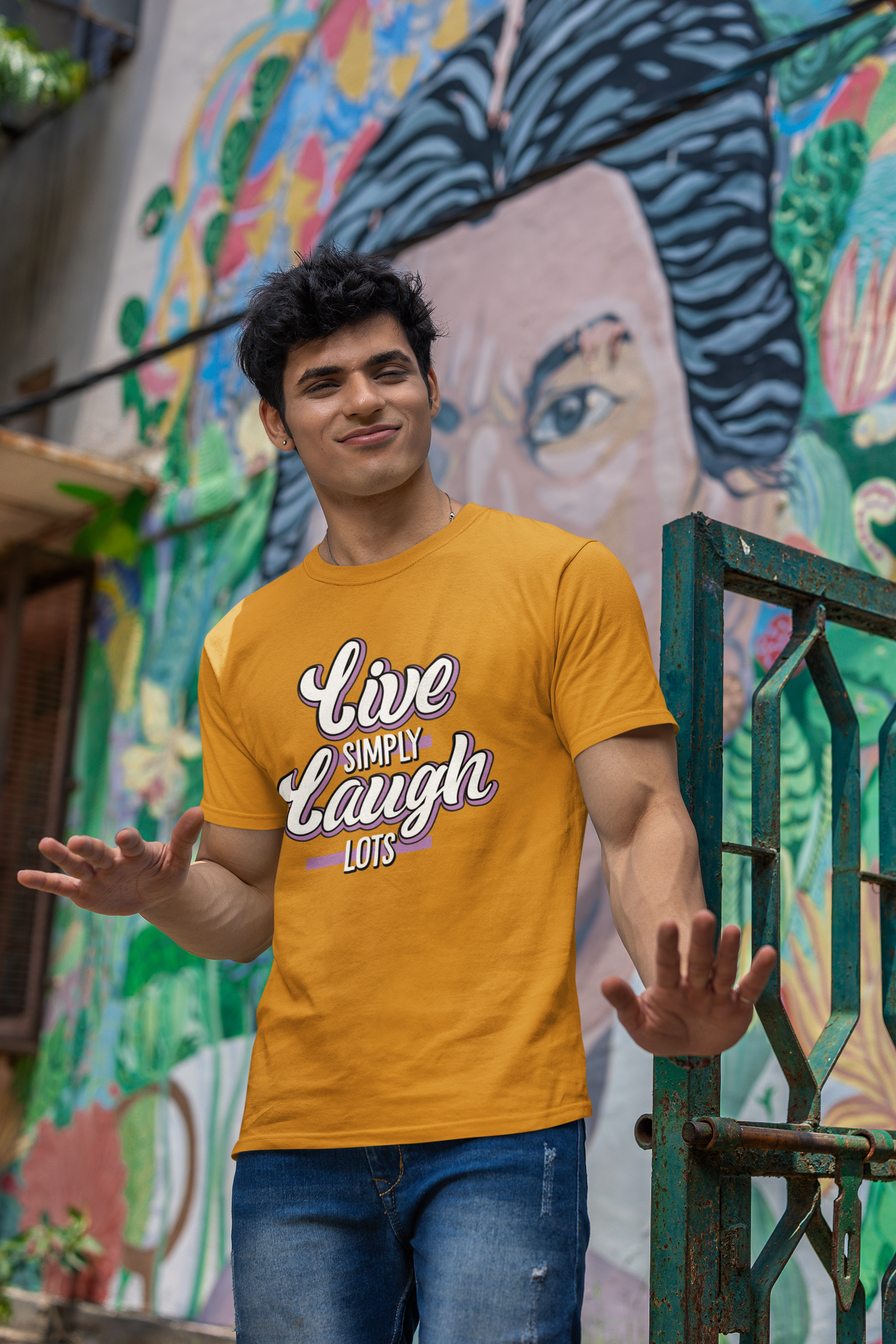 Live Simply Collection Regular Fit T-Shirt - Green Cotton