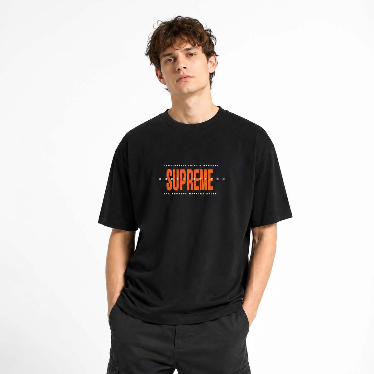 Black Oversize Chatrapati Shivaji Maharaj T-Shirt