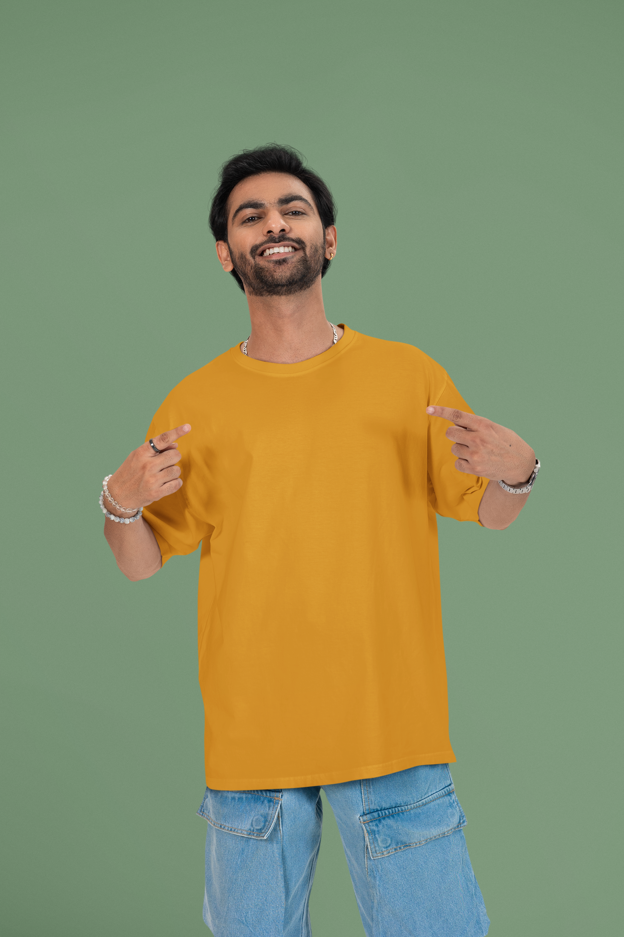 Solid Oversized T-Shirt - Green Cotton
