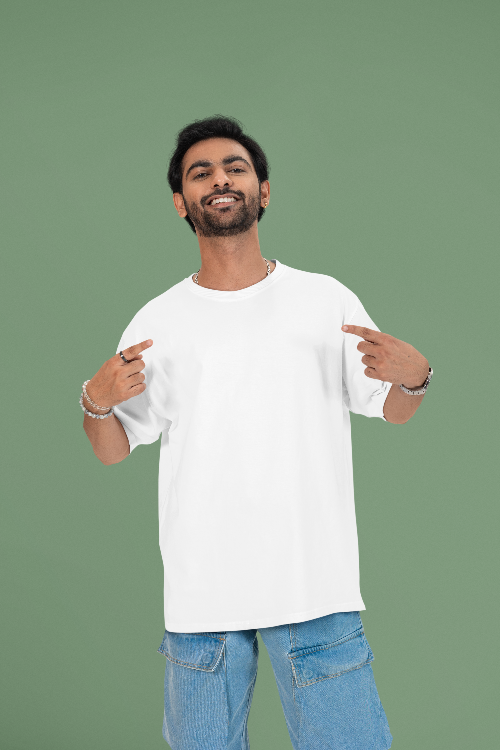 Solid Oversized T-Shirt - Green Cotton