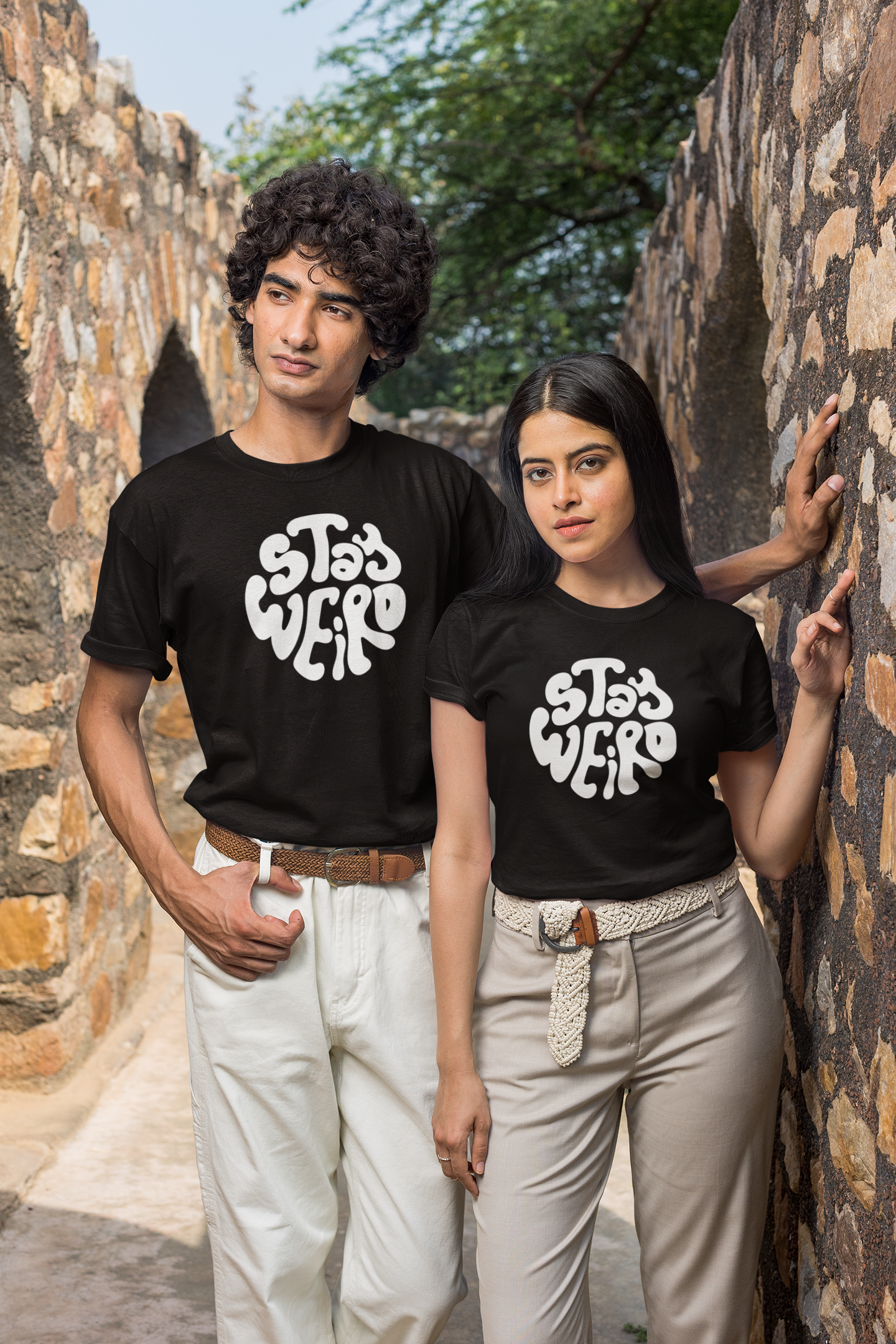 Stay Weird Collective Regular Fit T-Shirt - Green Cotton