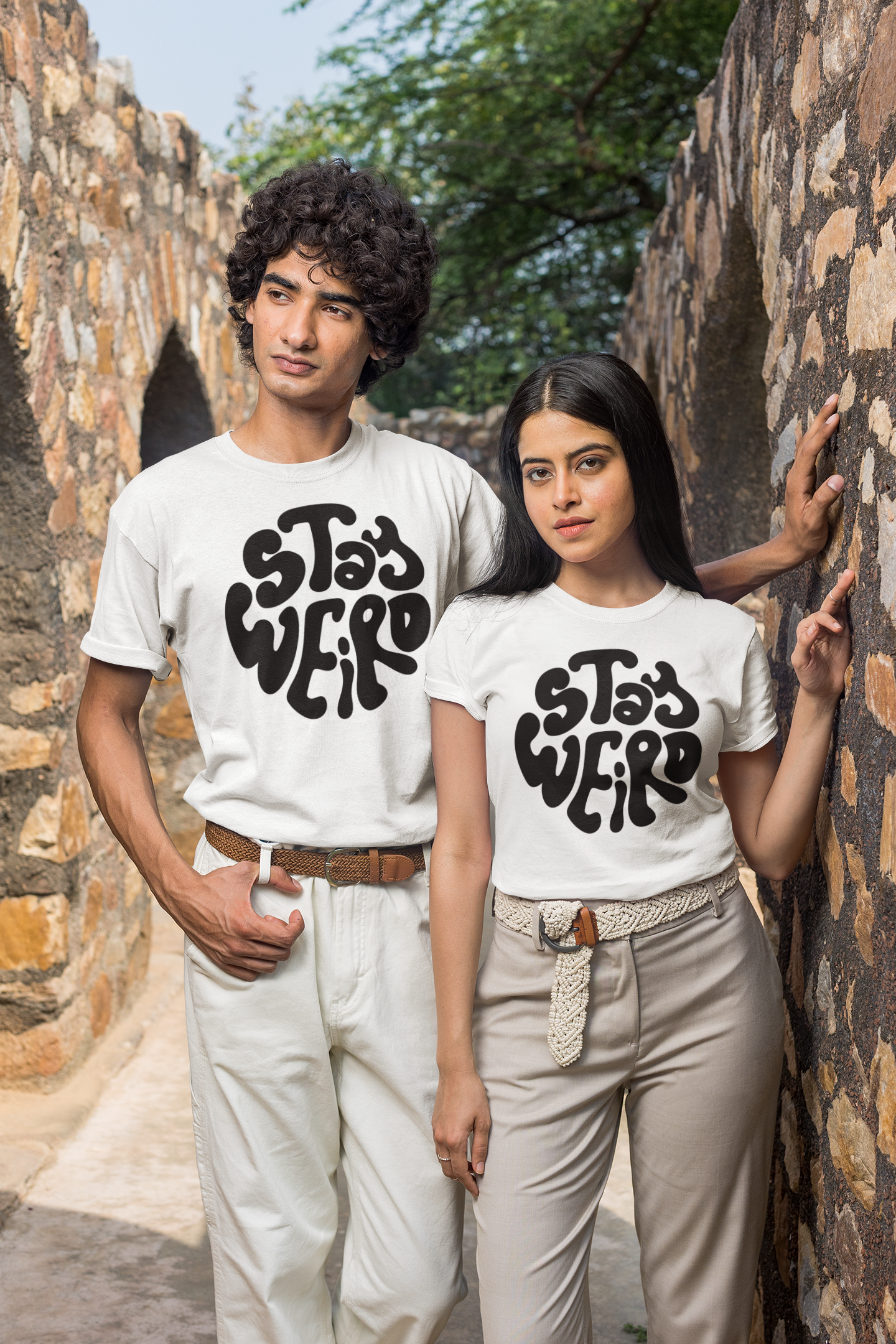 Stay Weird Collective Regular Fit T-Shirt - Green Cotton