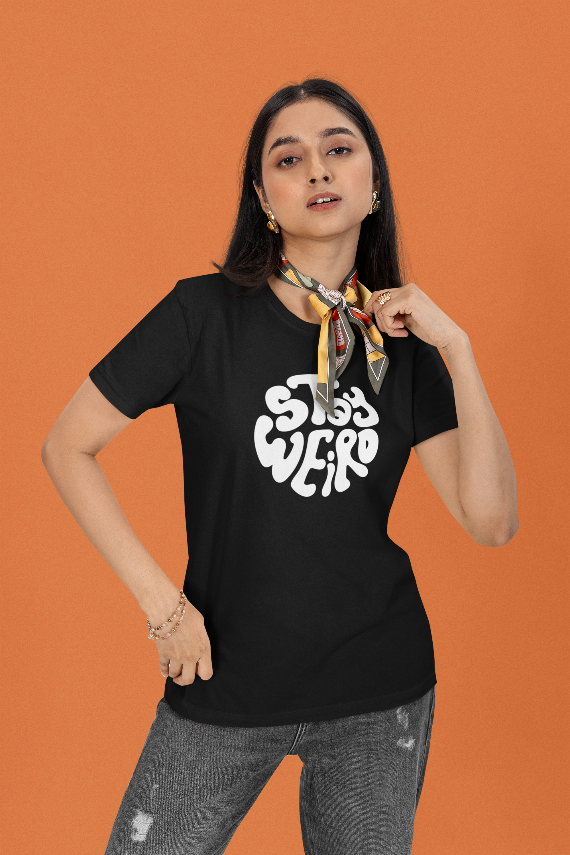Stay Weird Collective Regular Fit T-Shirt - Green Cotton