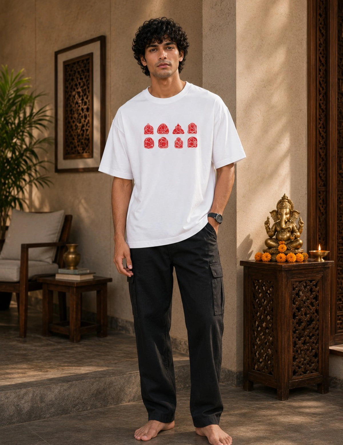 Ashtavinayaka White Oversize T-Shirt