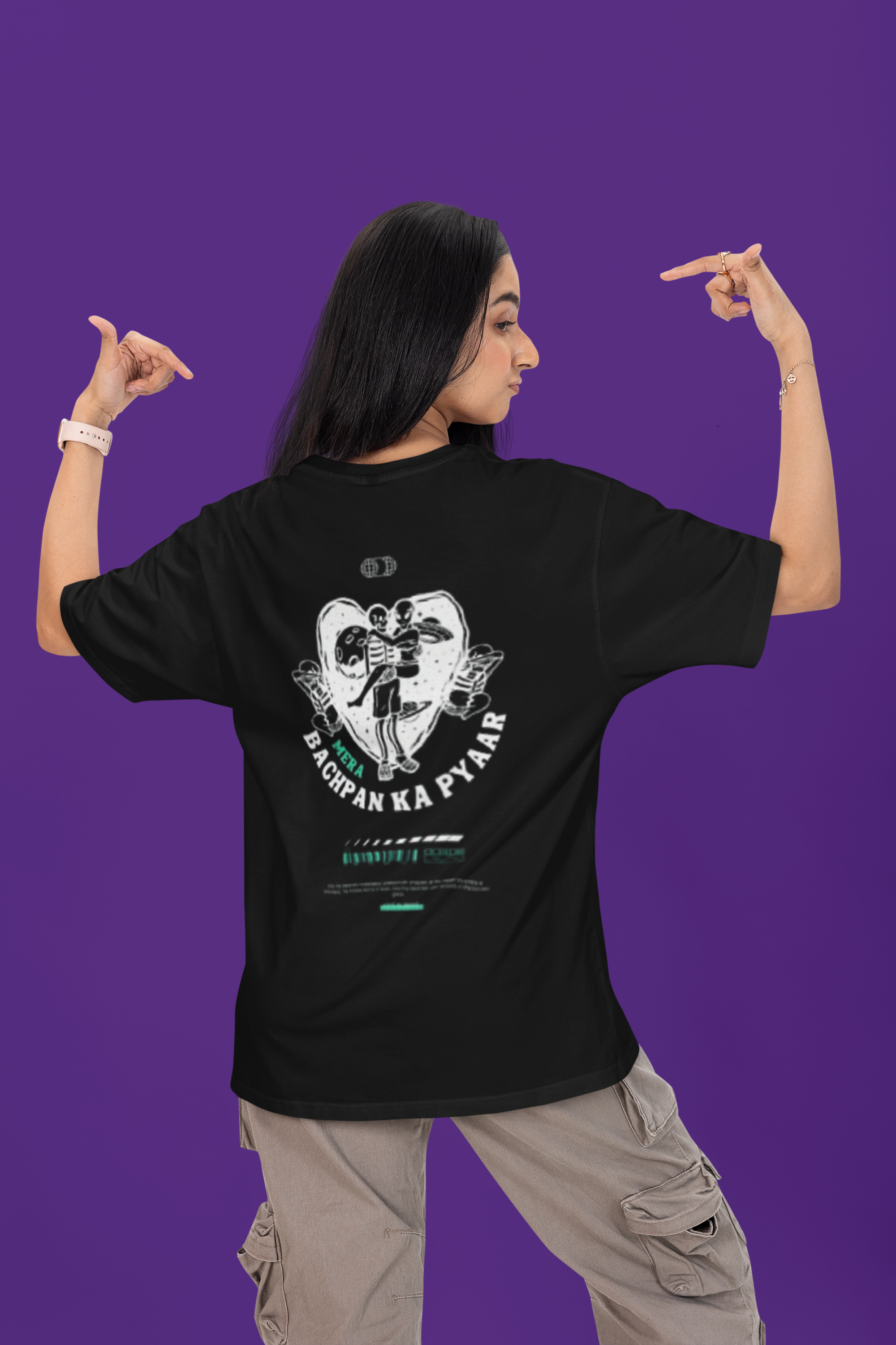 Bachpan Nostalgia OVERSIZED T-Shirt - Green Cotton