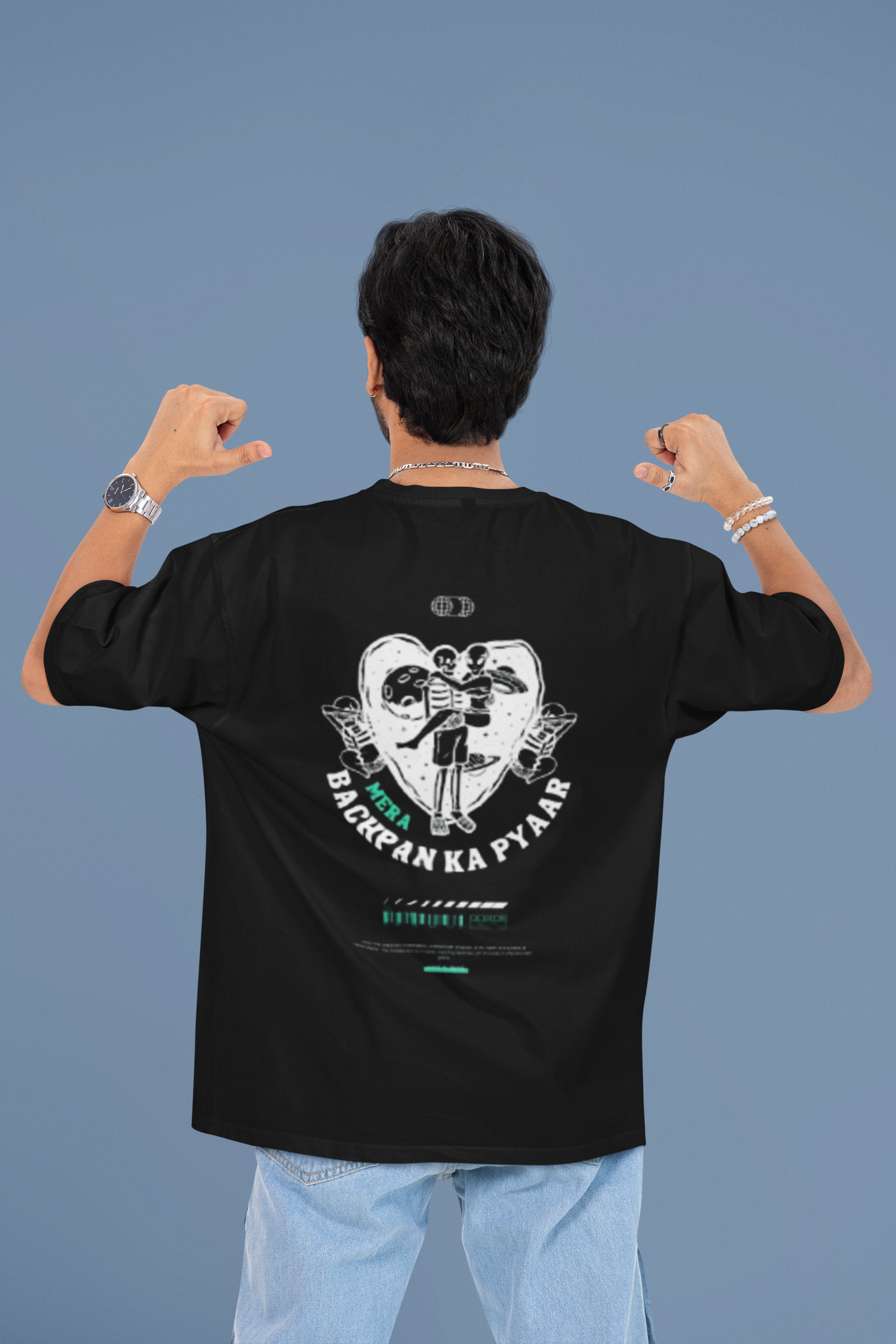 Bachpan Nostalgia OVERSIZED T-Shirt - Green Cotton