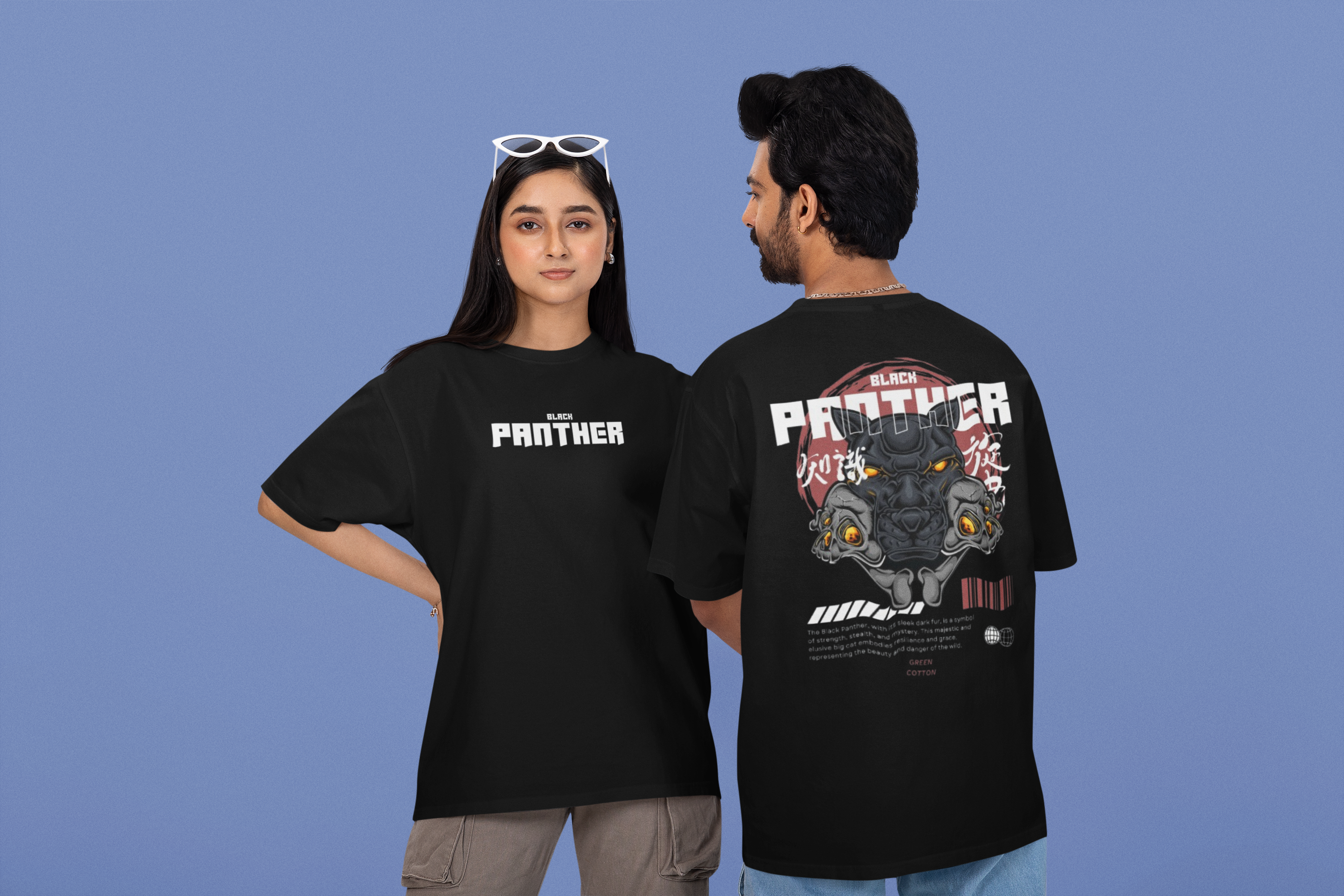 Black Panther Elite Oversized T-Shirt - Green Cotton