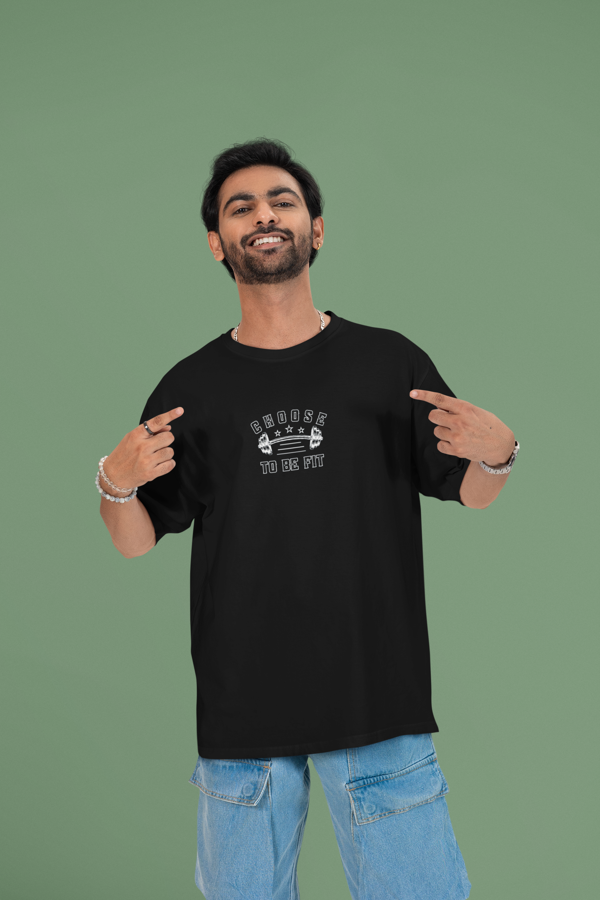 Choose to be Fit Oversized T-Shirt - Green Cotton