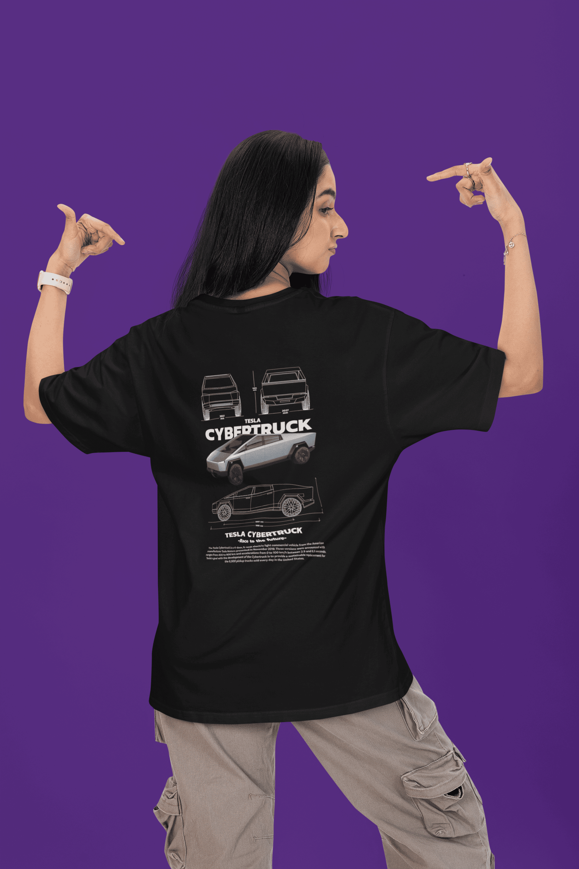 Cyber Truck Oversized T-Shirt - Green Cotton