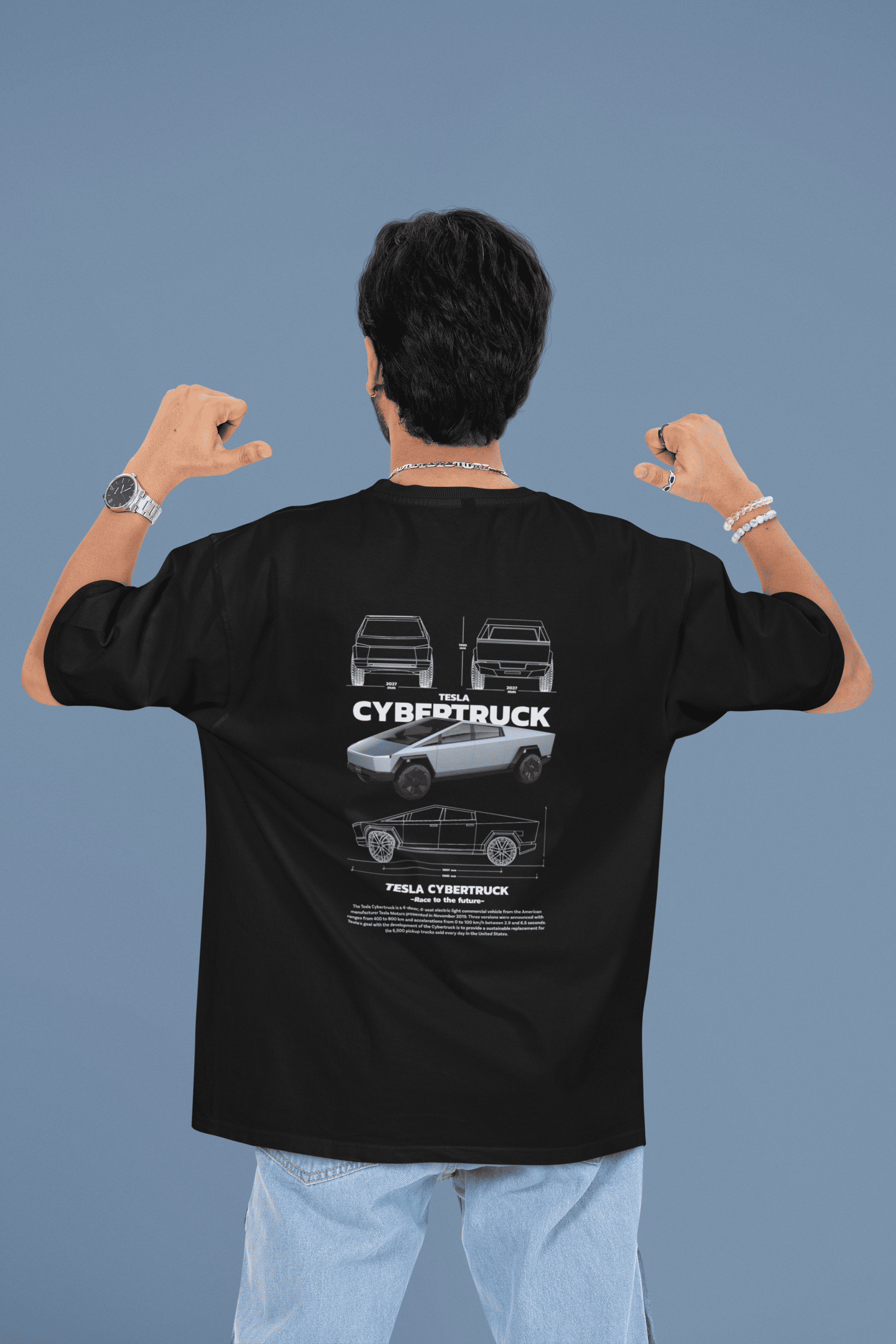 Cyber Truck Oversized T-Shirt - Green Cotton