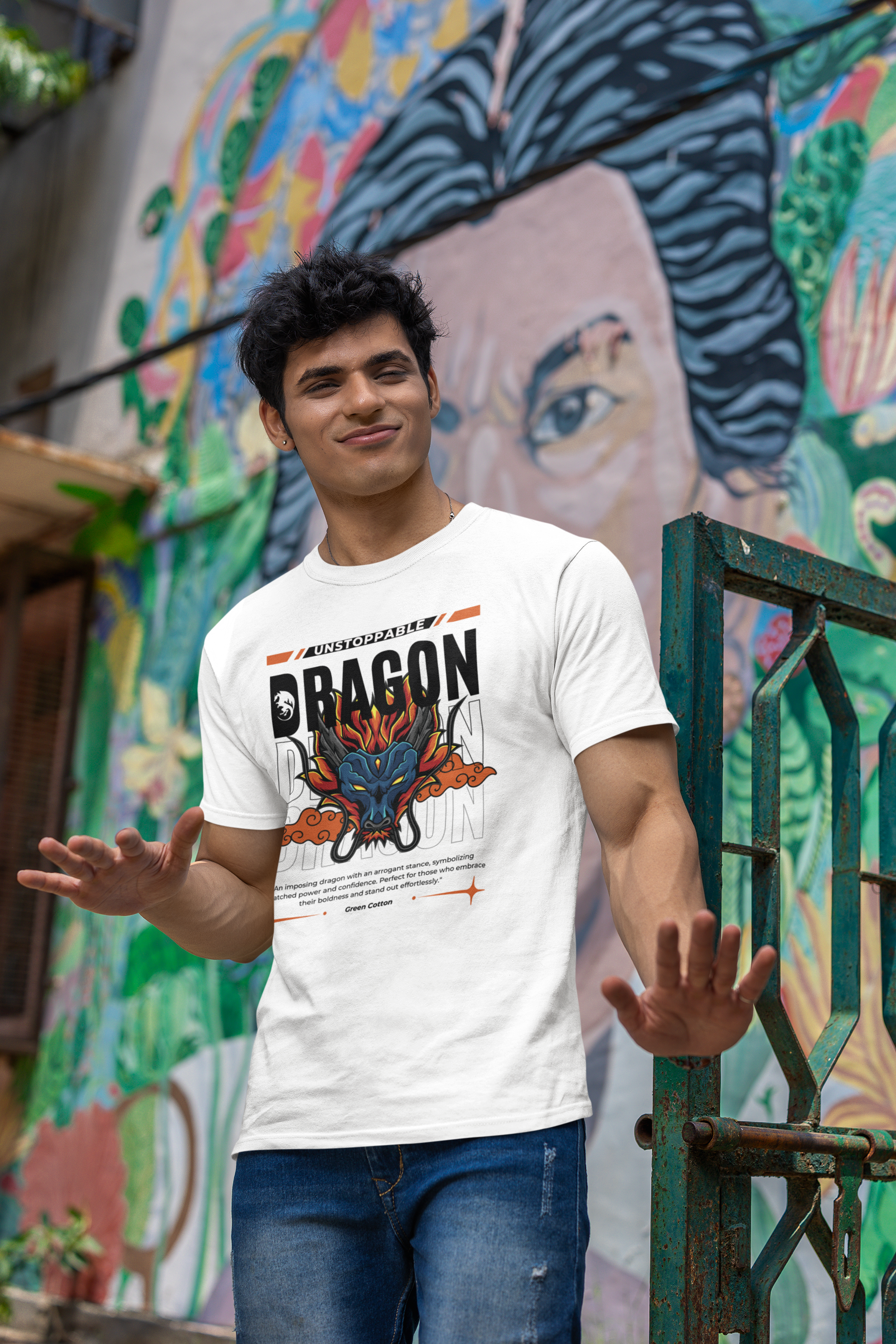 Dragon Spirit Essential Regular Fit T-Shirt - Green Cotton