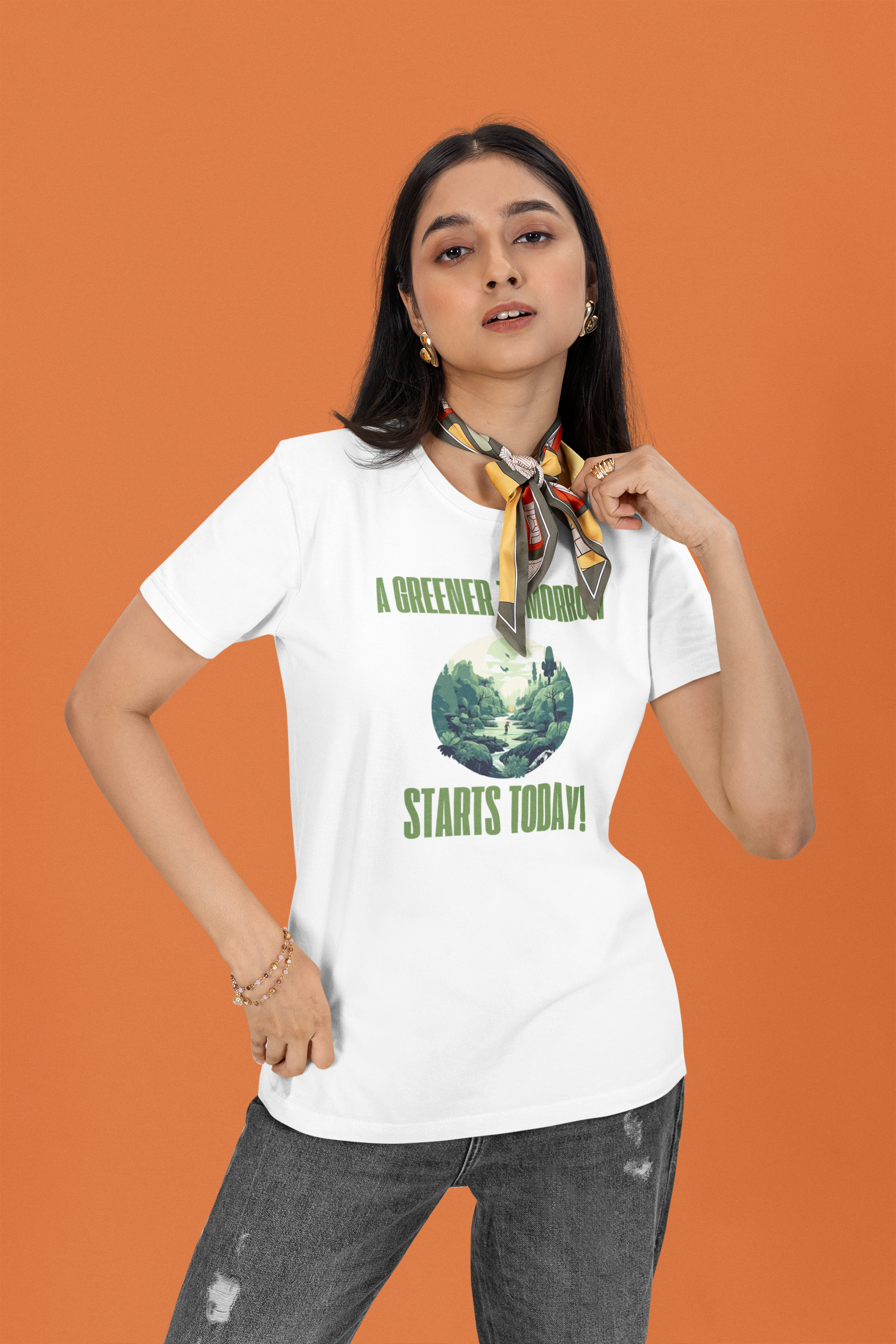 Green Horizon Regular Fit T-Shirt - Green Cotton