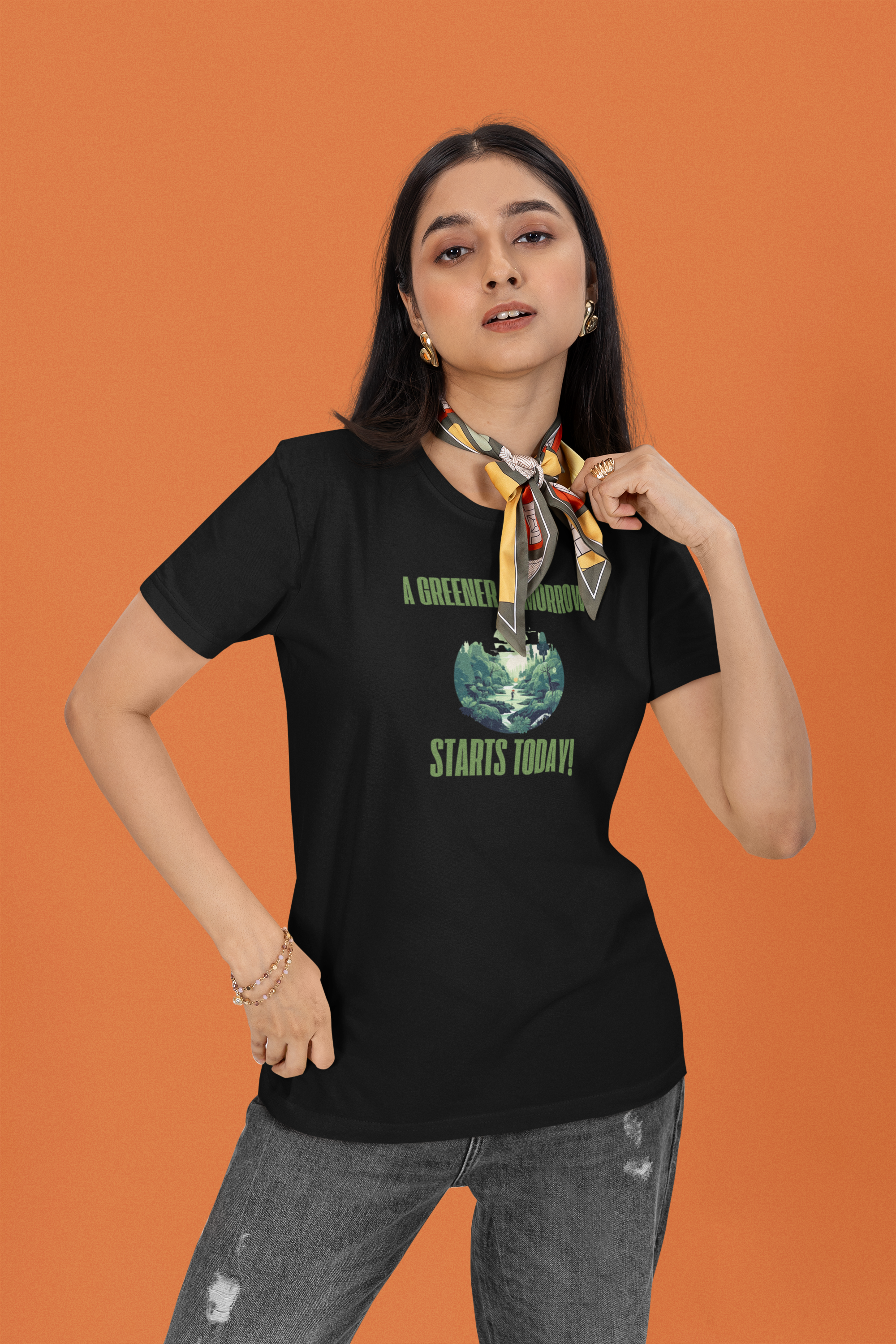 Green Horizon Regular Fit T-Shirt - Green Cotton