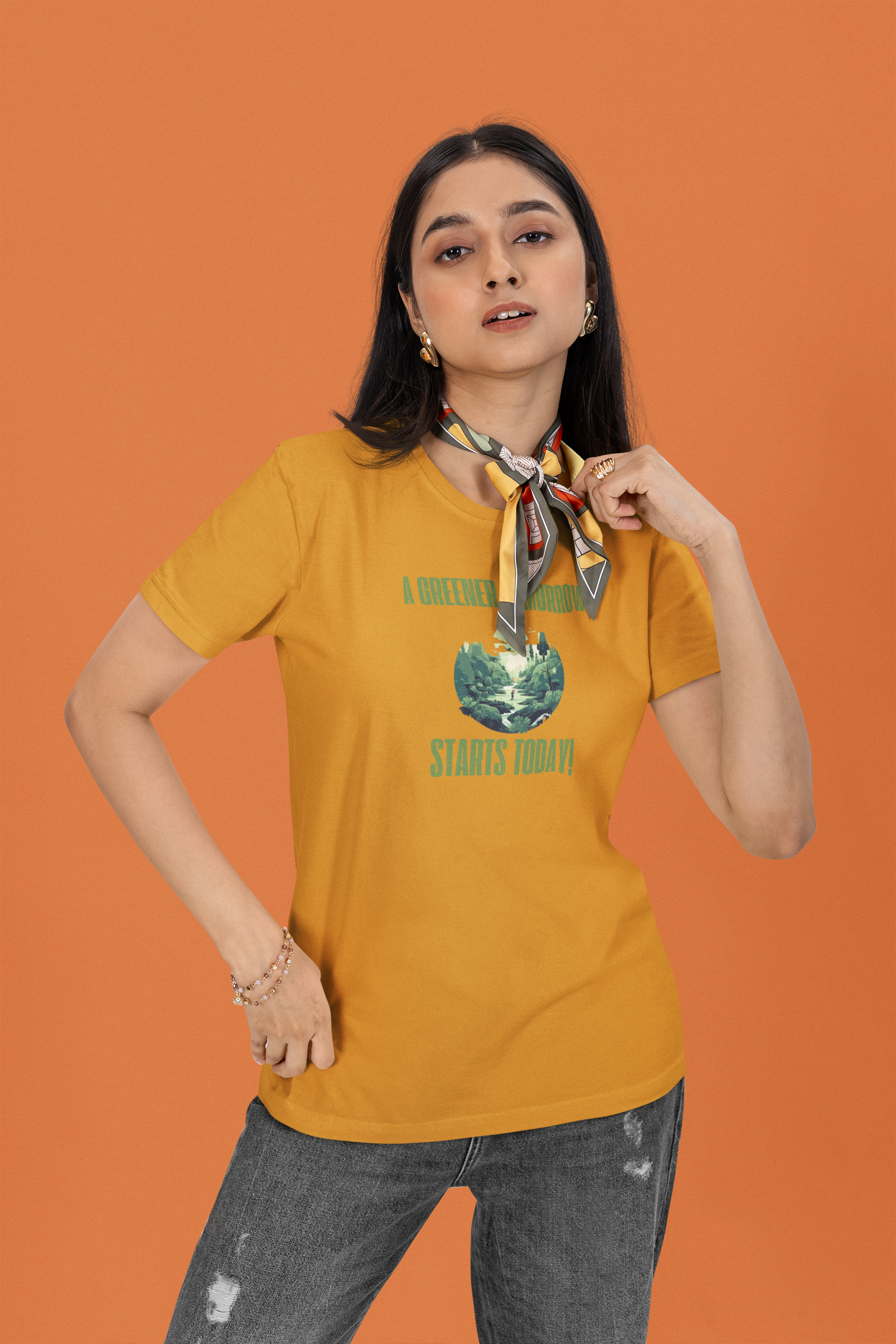 Green Horizon Regular Fit T-Shirt - Green Cotton