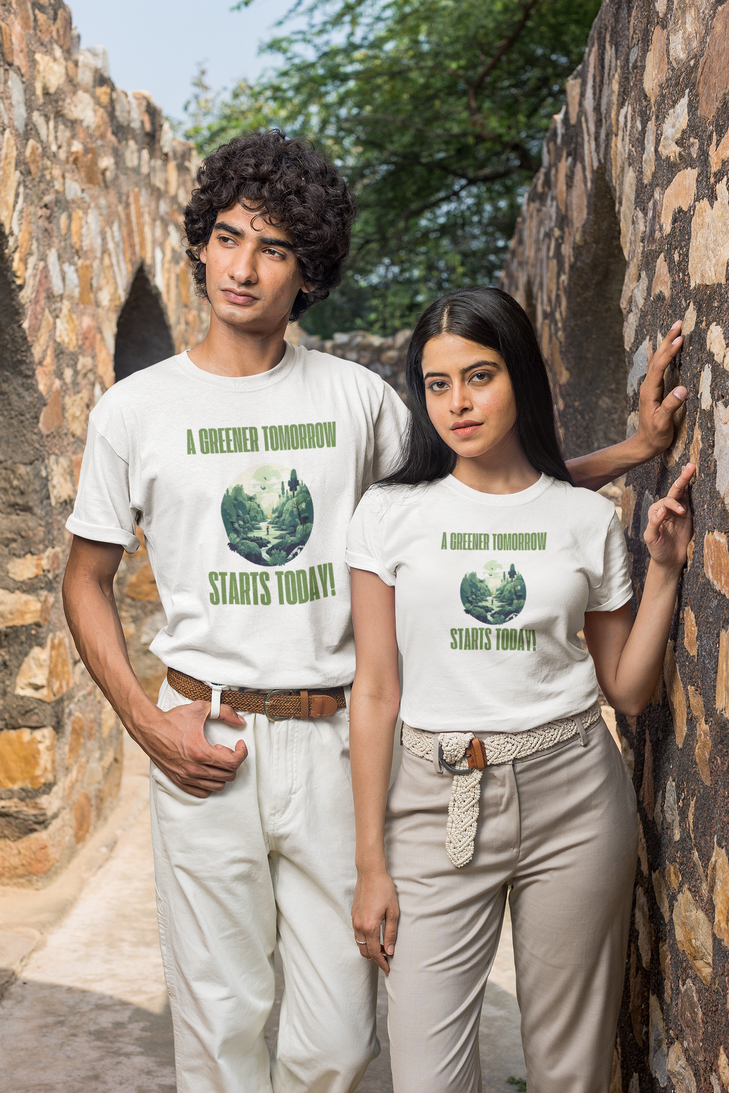 Green Horizon Regular Fit T-Shirt - Green Cotton