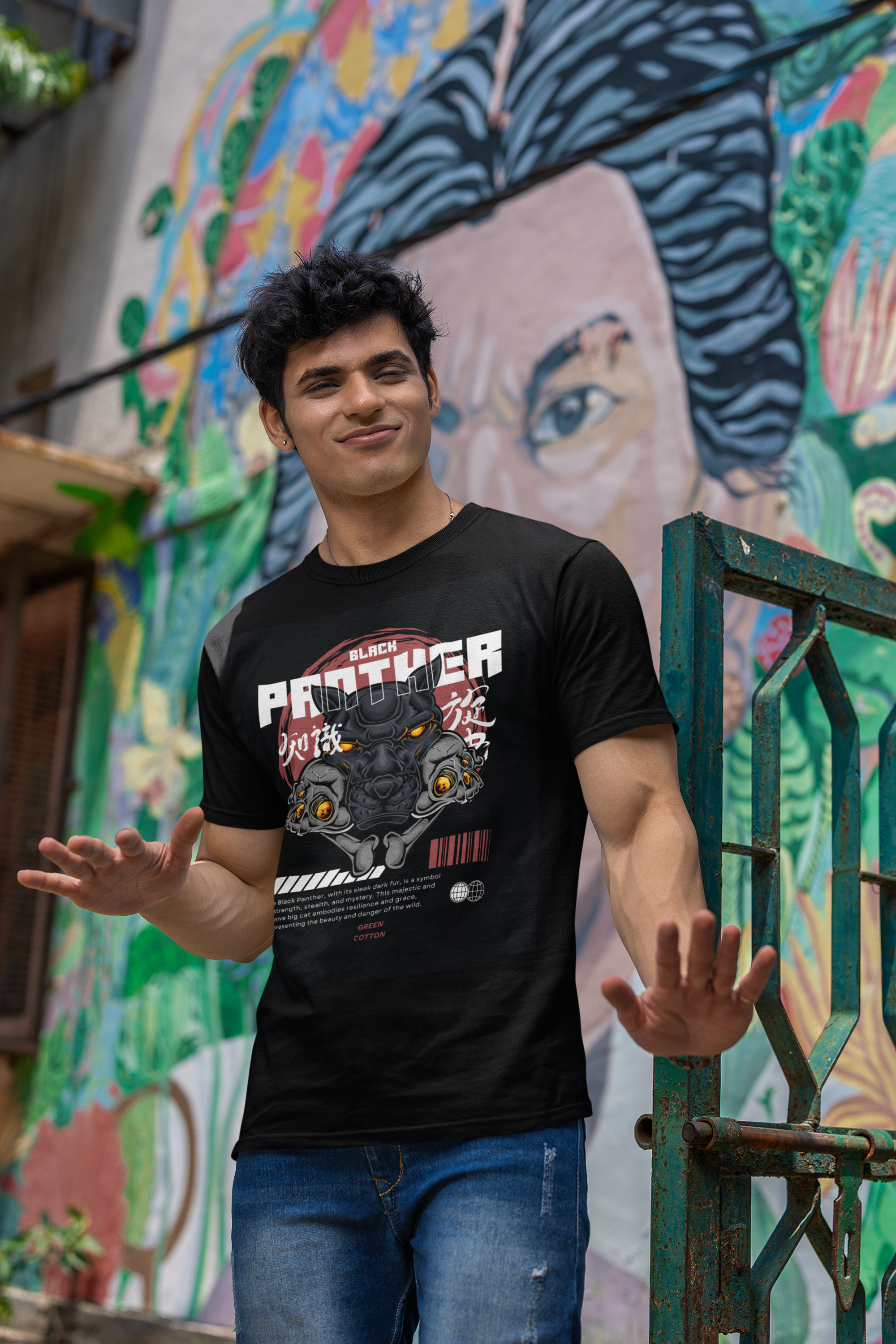 Panther Legacy Regular Fit T-Shirt - Green Cotton
