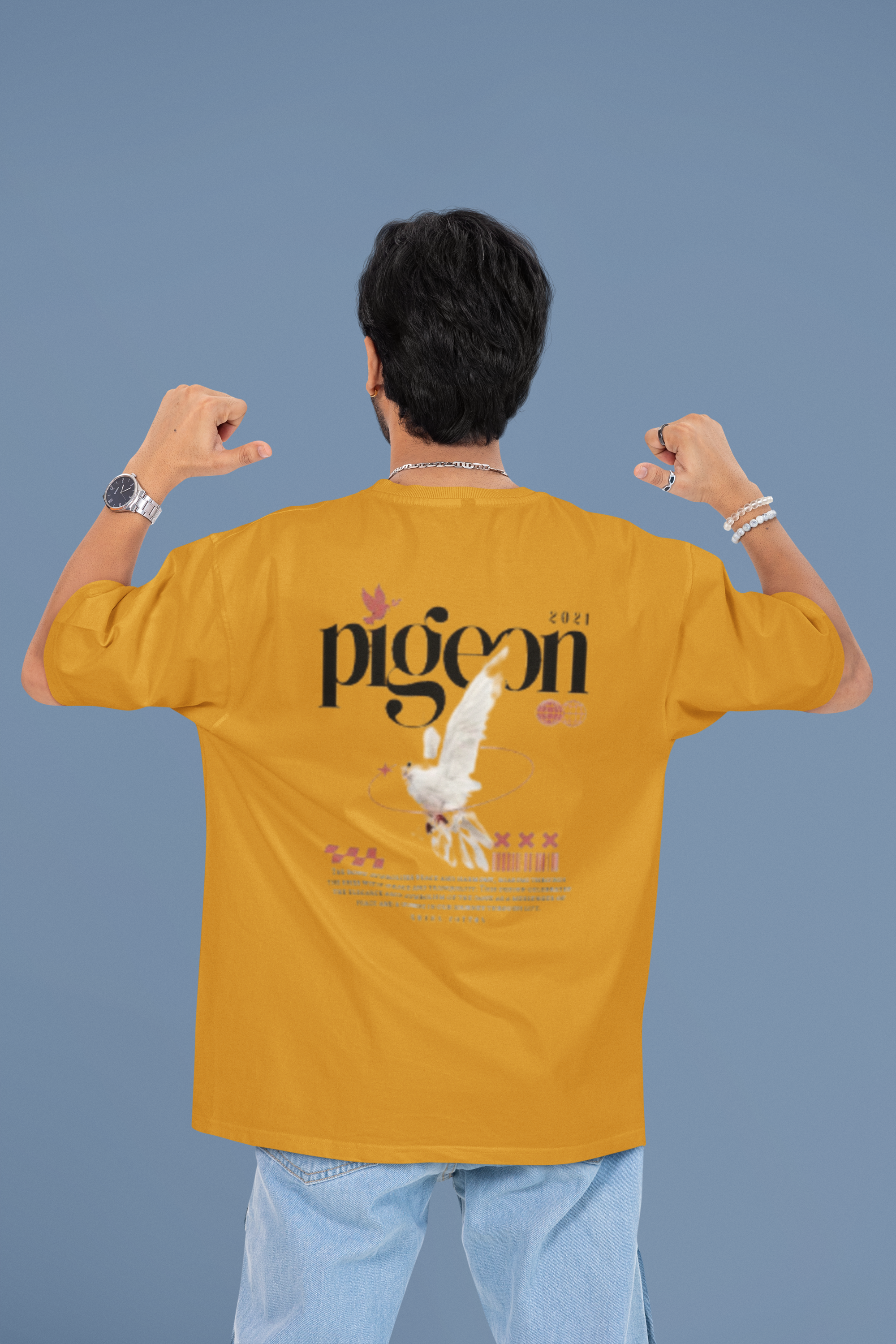 Pigeon Oversized T-Shirt - Green Cotton