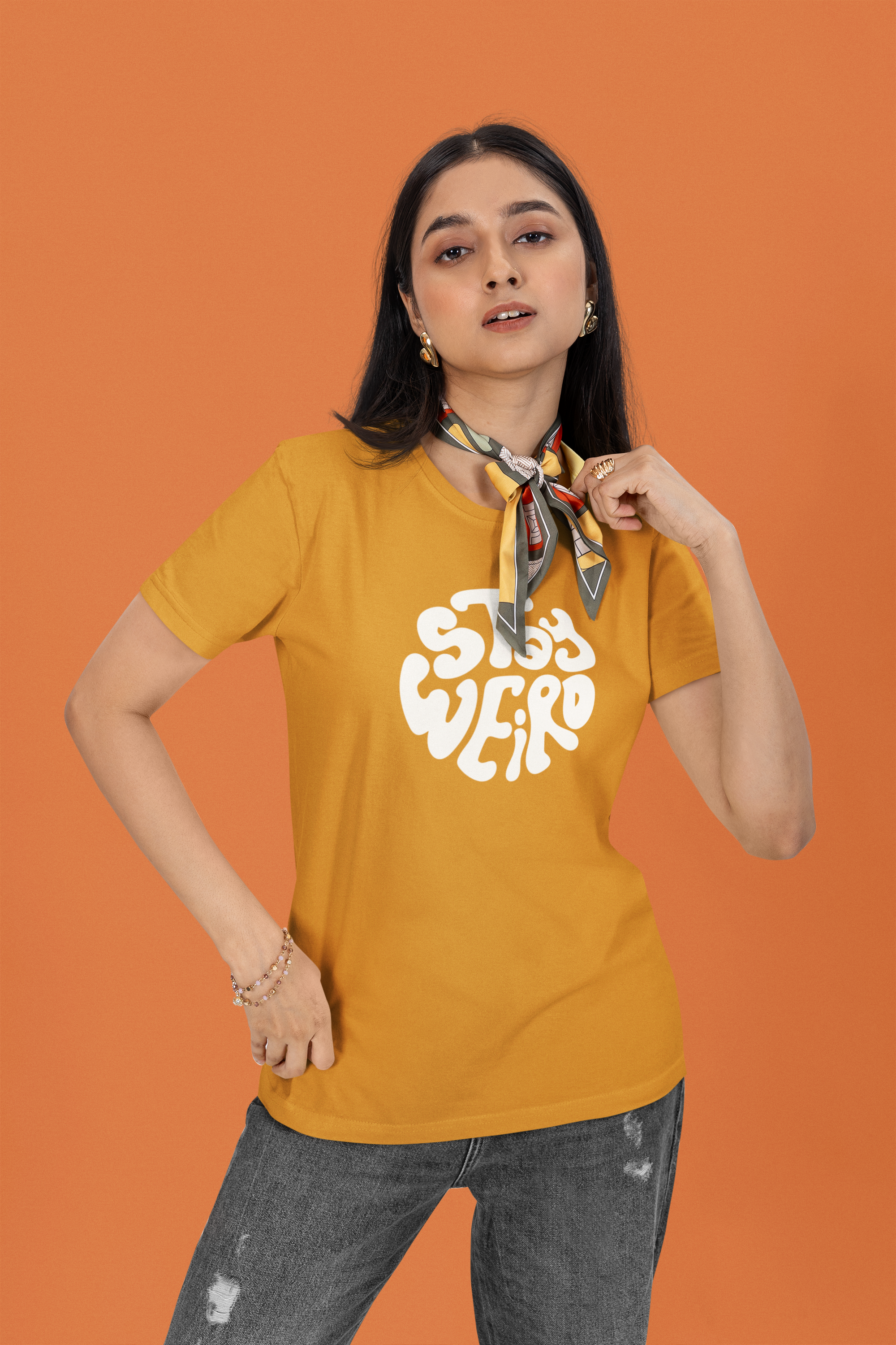 Stay Weird Collective Regular Fit T-Shirt - Green Cotton