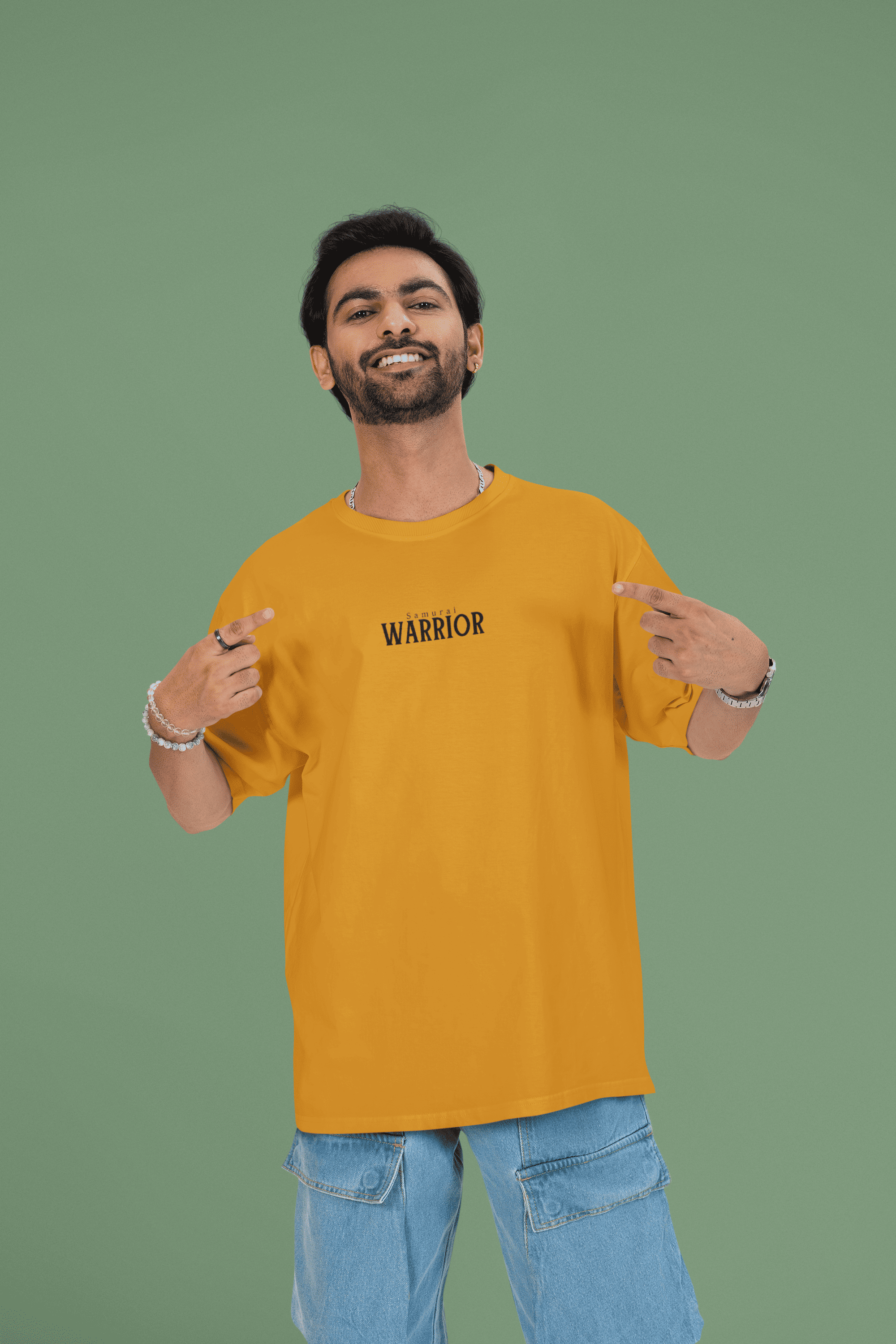 Samurai Honor Oversized T-Shirt - Green Cotton