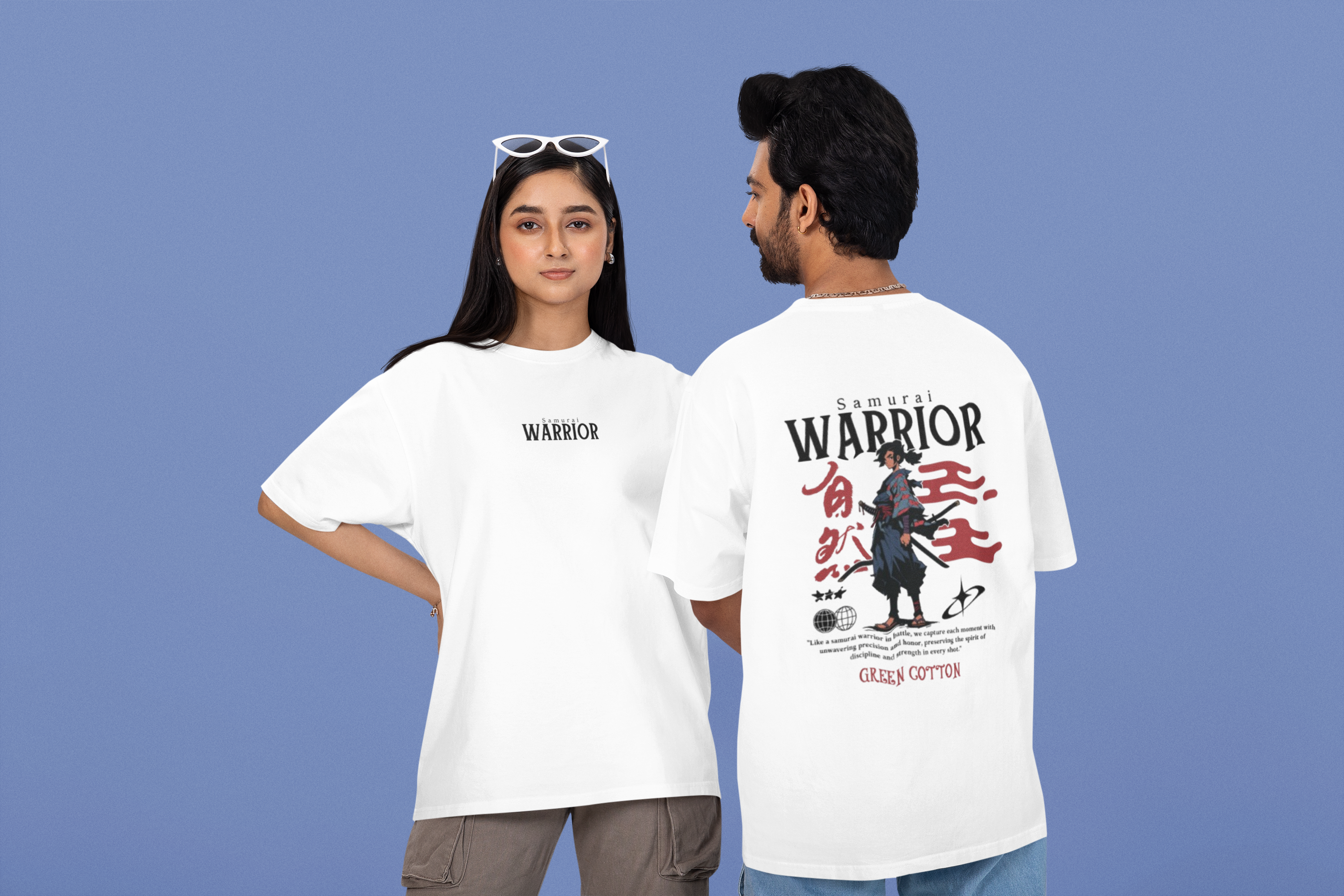 Samurai Honor Oversized T-Shirt - Green Cotton